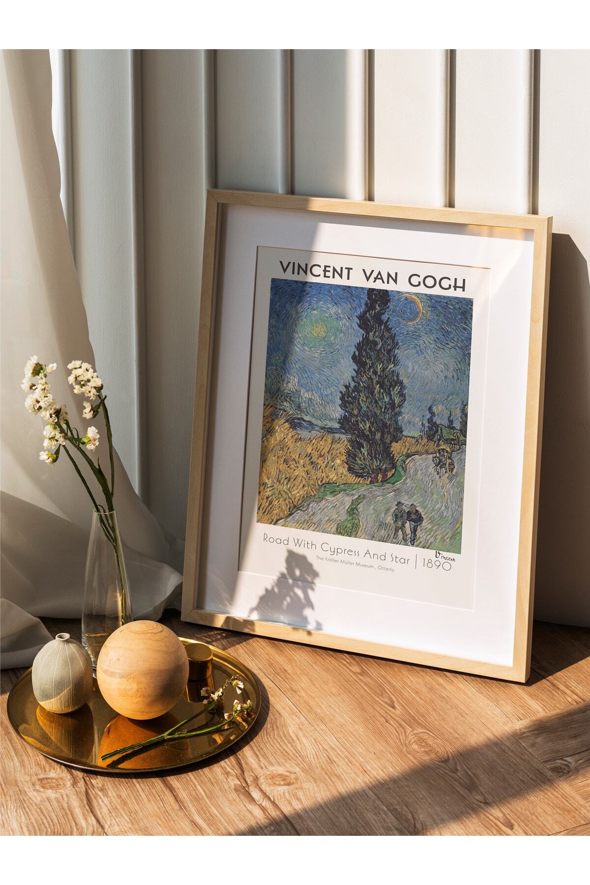 Van Gogh Duvar Posteri -selvili Ve Yıldızlı Yol-road With Cypress And Star-sanat -çerçevesiz