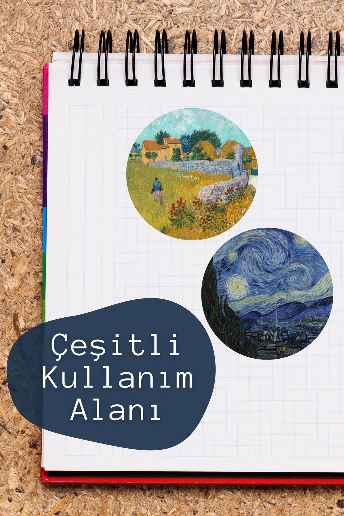 Van Gogh Temalı Sticker Seti - 6 Adet Etiket Seti- Telefon, Tablet, Defter Laptop Uyumlu Etiket