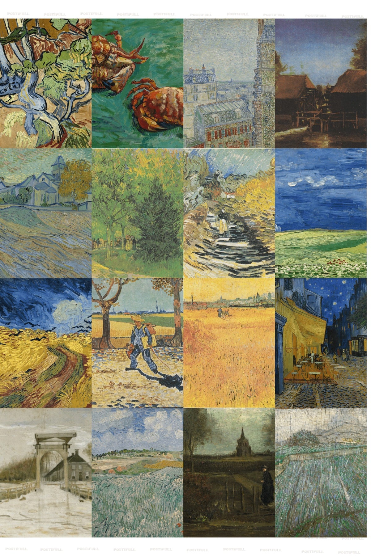 Vincent Van Gogh Kolaj Seti, Sanatsal Poster Kartları, Bant Hediyeli - 50 Adet 10*15cm Duvar Posteri