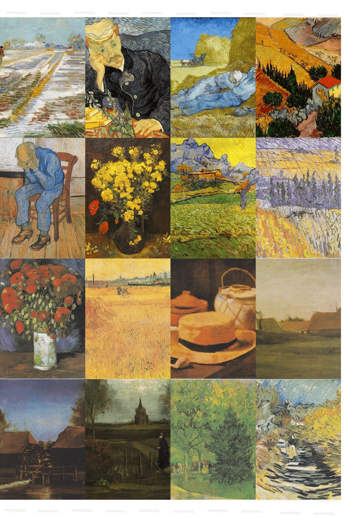 Vincent Van Gogh Kolaj Seti, Sanatsal Poster Kartları, Bant Hediyeli - 50 Adet 10*15cm Duvar Posteri
