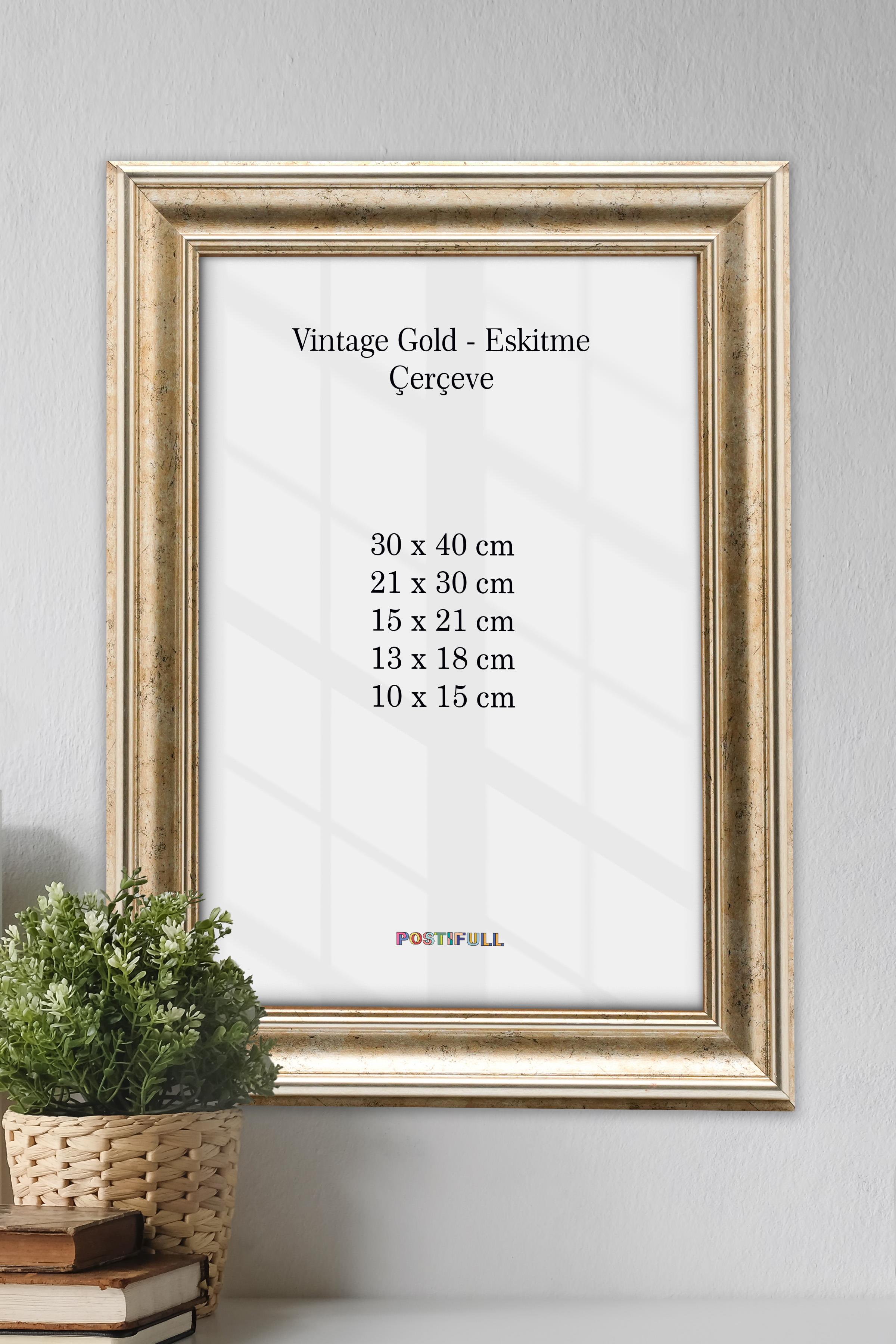 Vintage Gold Çerçeve, Poster ve Fotoğraf Çerçevesi, Kalın Profil Duvar Çerçevesi, Eskitme Renk