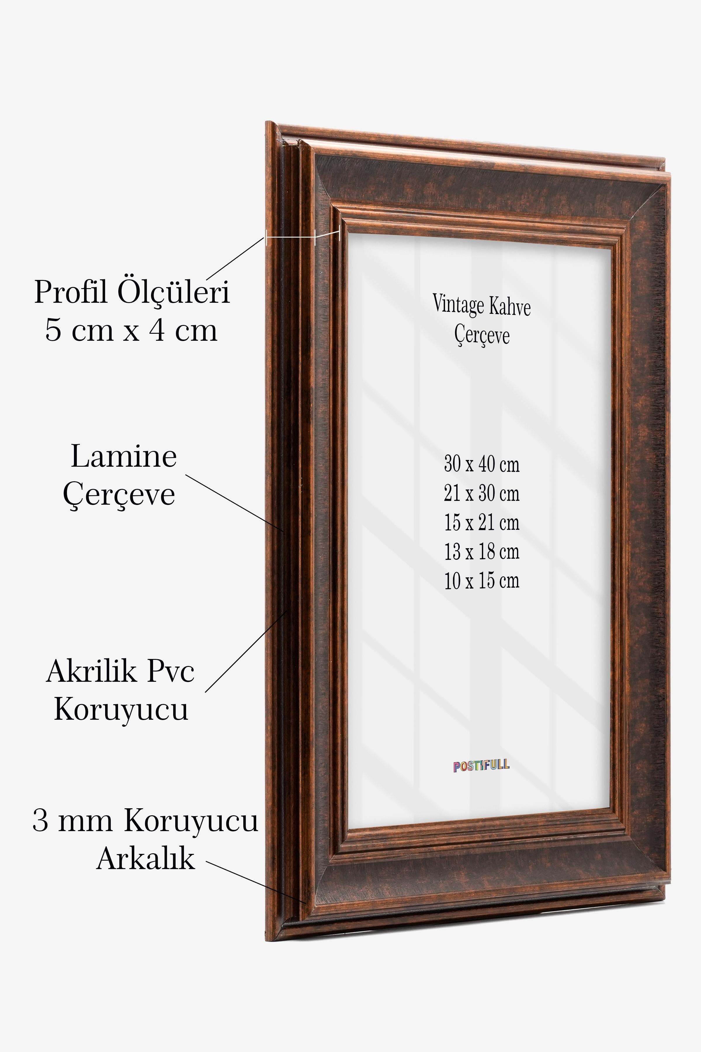 Vintage Kahverengi Çerçeve, Poster ve Fotoğraf Çerçevesi, Kalın Profil Duvar Çerçevesi, Eskitme Renk