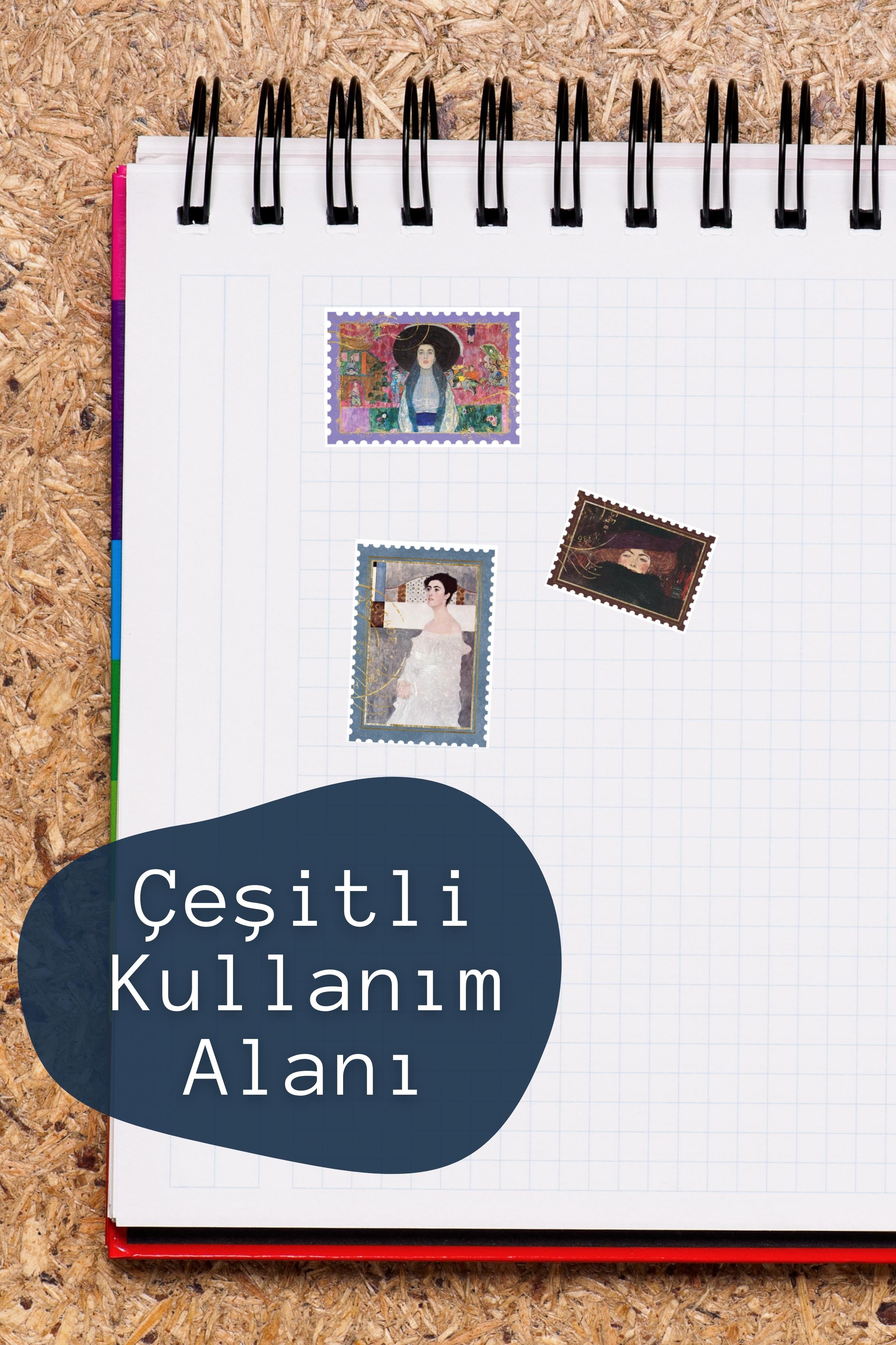 Vintage ve Sanat Etiket Seti, 12 Adet Su Geçirmez, Vintage Sticker, Journal, Memopad, Günlük Uyumlu