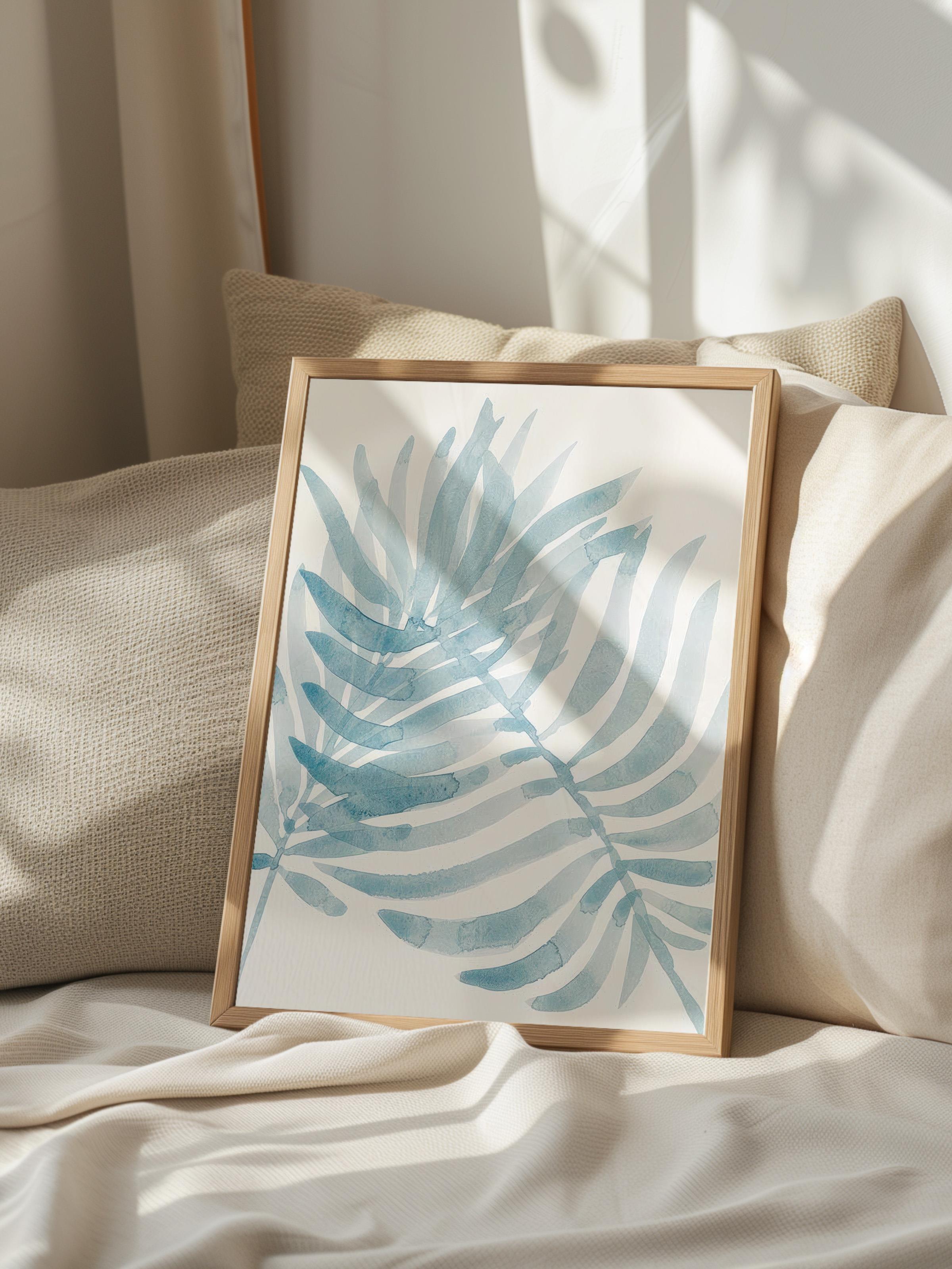 Watercolor Leaf Çerçeveli Tablo, Ahşap Çerçeve ve Poster, Duvar Tablosu Comfort Serisi NO:108538