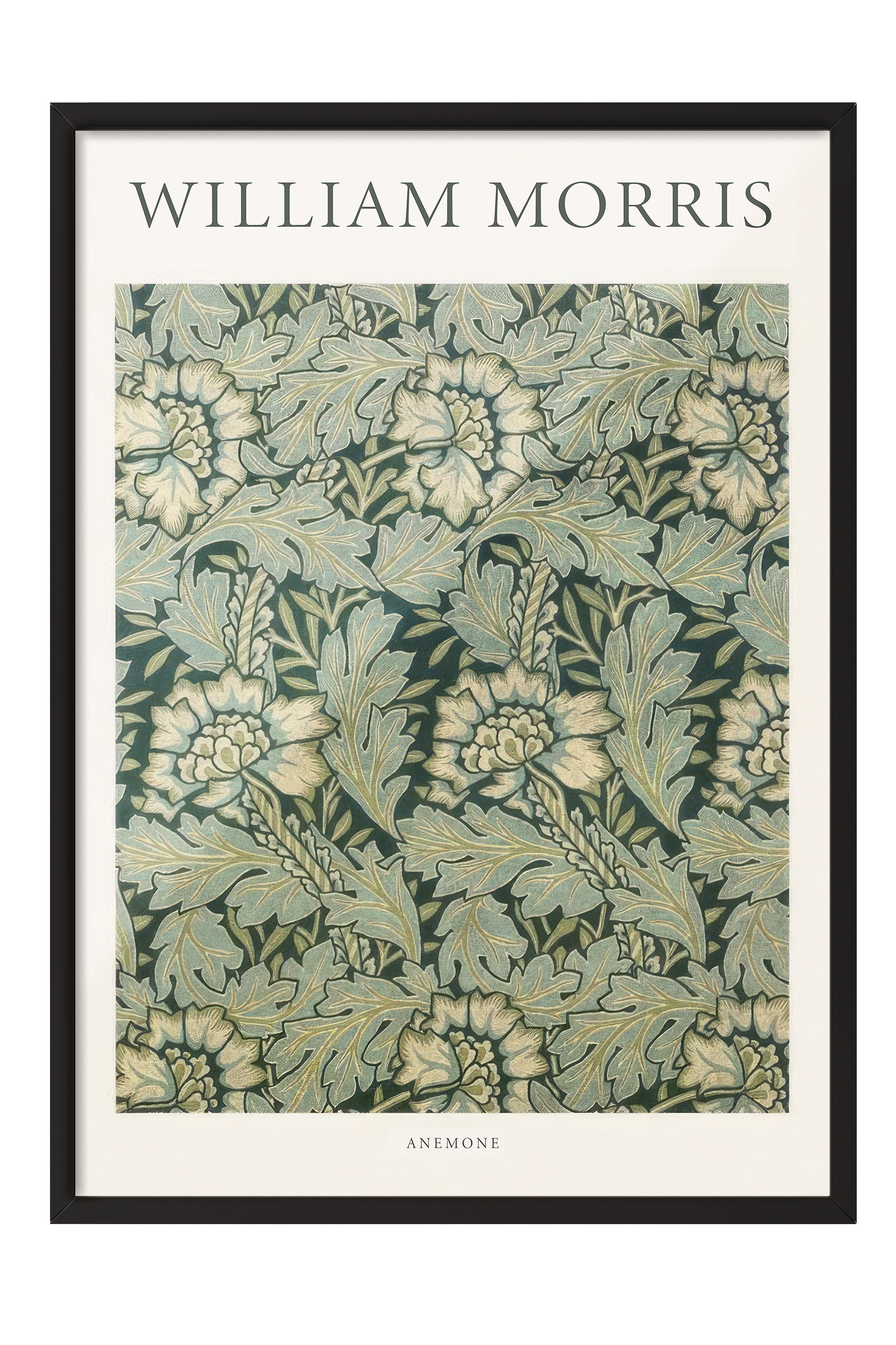 William Morris - Anemone Siyah Çerçeveli Tablo, Duvar Tablosu Comfort Serisi NO:108469