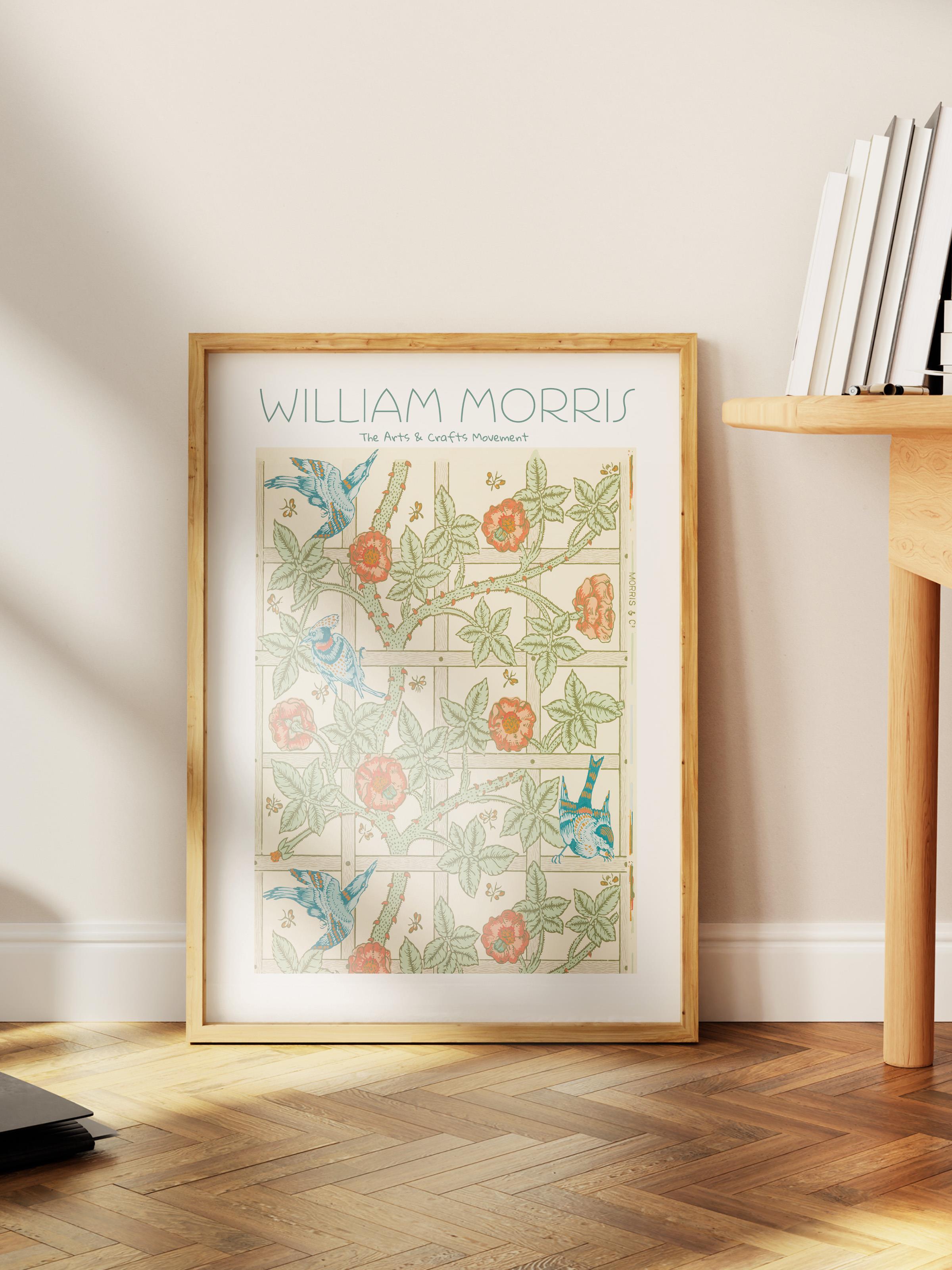 William Morris Poster - William Morris Tasarımları - Sanat Serisi - Bej Çerçevesiz Duvar Tablosu - Parlak ve Kalın Fine Art Kağıt Poster