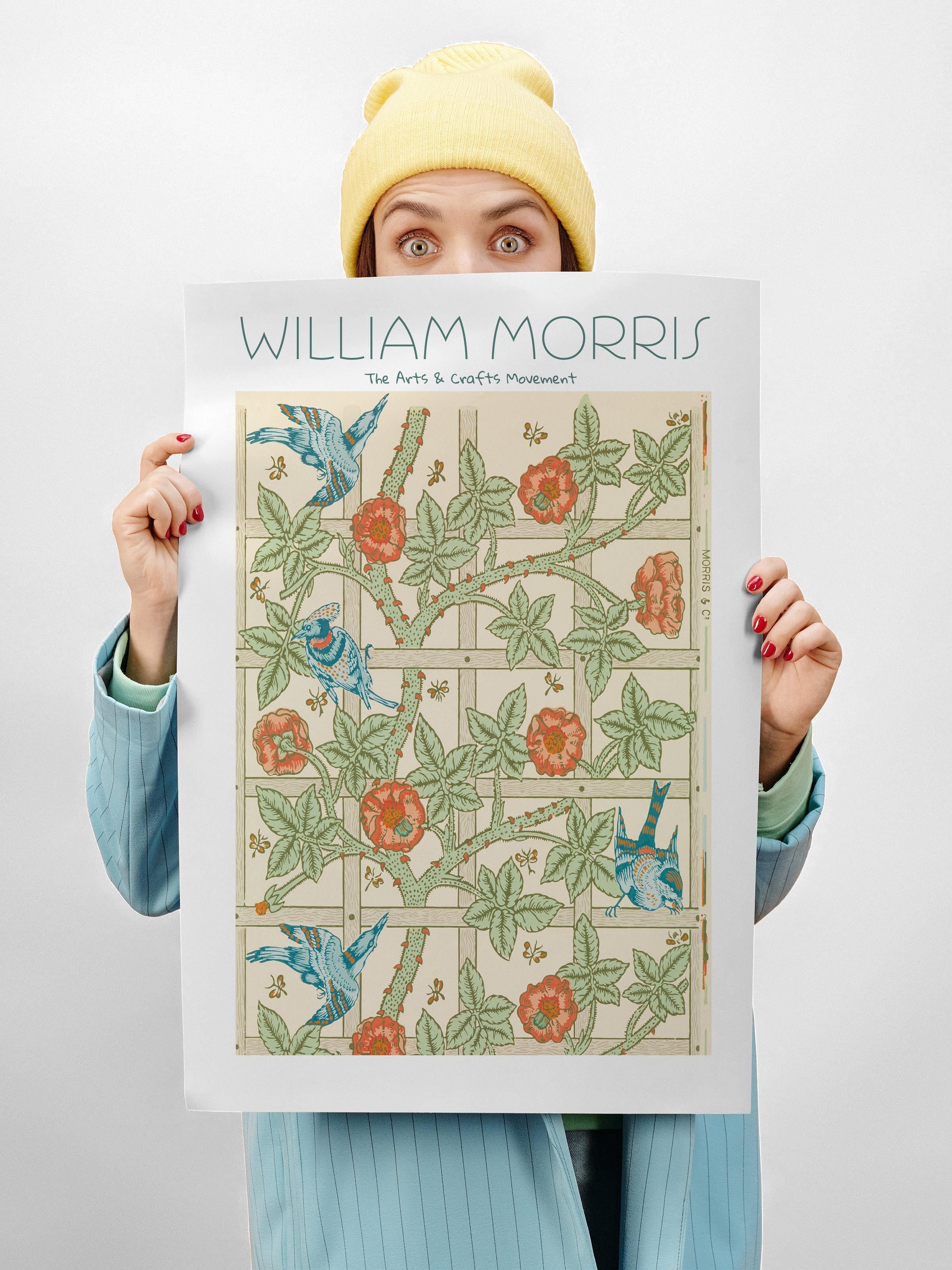 William Morris Poster - William Morris Tasarımları - Sanat Serisi - Bej Çerçevesiz Duvar Tablosu - Parlak ve Kalın Fine Art Kağıt Poster