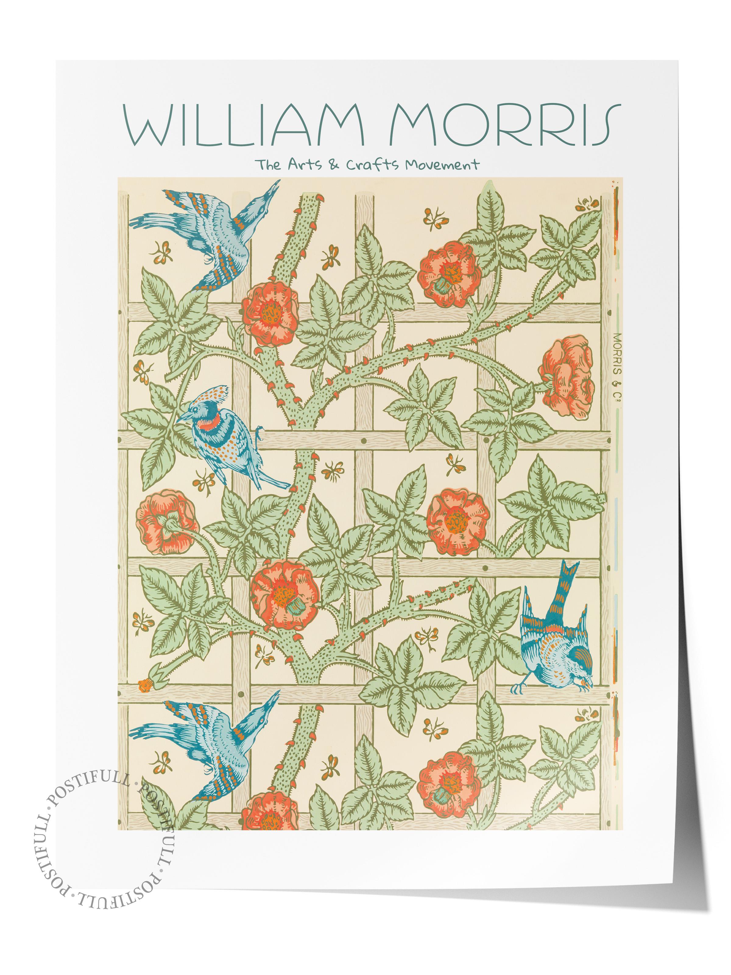 William Morris Poster - William Morris Tasarımları - Sanat Serisi - Bej Çerçevesiz Duvar Tablosu - Parlak ve Kalın Fine Art Kağıt Poster