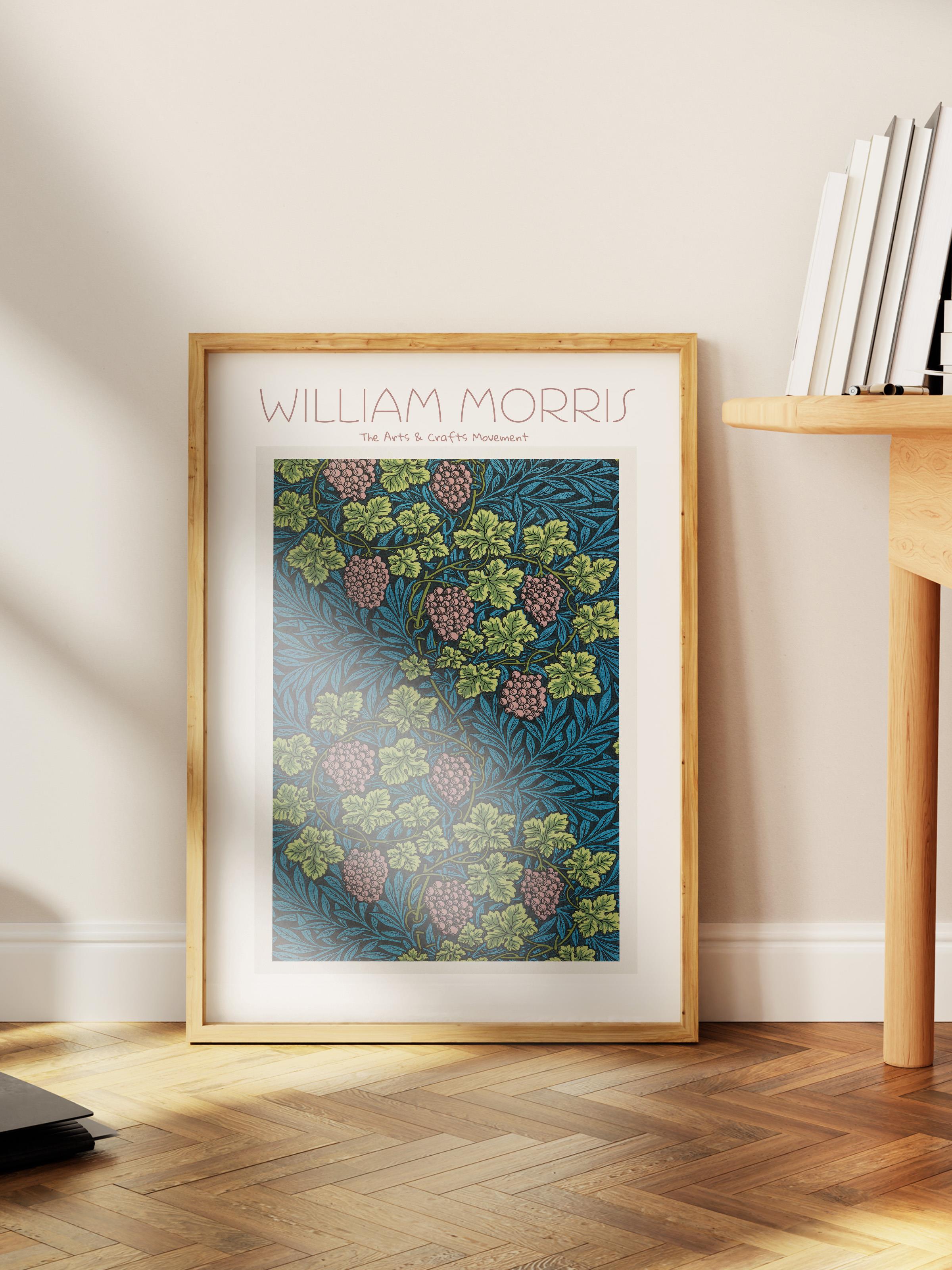 William Morris Poster - William Morris Tasarımları - Sanat Serisi - Beyaz & Koyu Mavi Çerçevesiz Duvar Tablosu - Parlak ve Kalın Fine Art Kağıt Poster