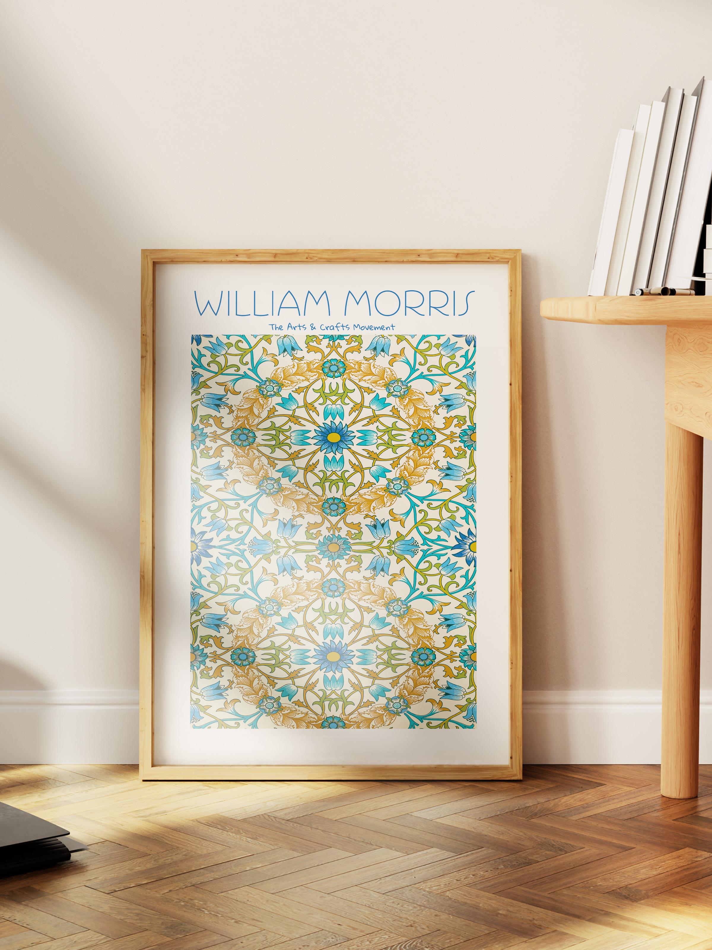 William Morris Poster - William Morris Tasarımları - Sanat Serisi - Beyaz ve Mavi Çerçevesiz Duvar Tablosu - Parlak ve Kalın Fine Art Kağıt Poster