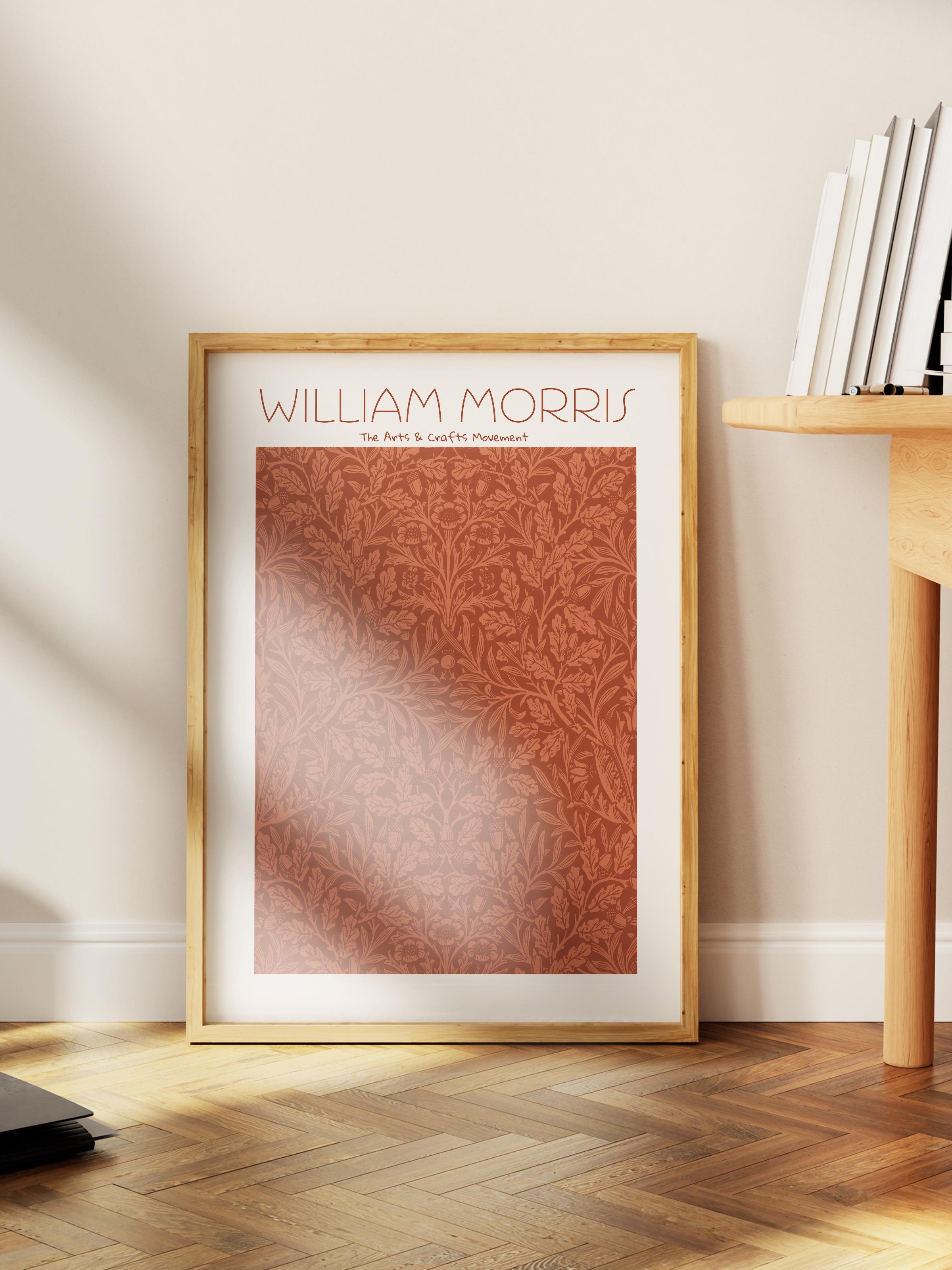 William Morris Poster - William Morris Tasarımları - Sanat Serisi - Kırmızı Çerçevesiz Duvar Tablosu - Parlak ve Kalın Fine Art Kağıt Poster