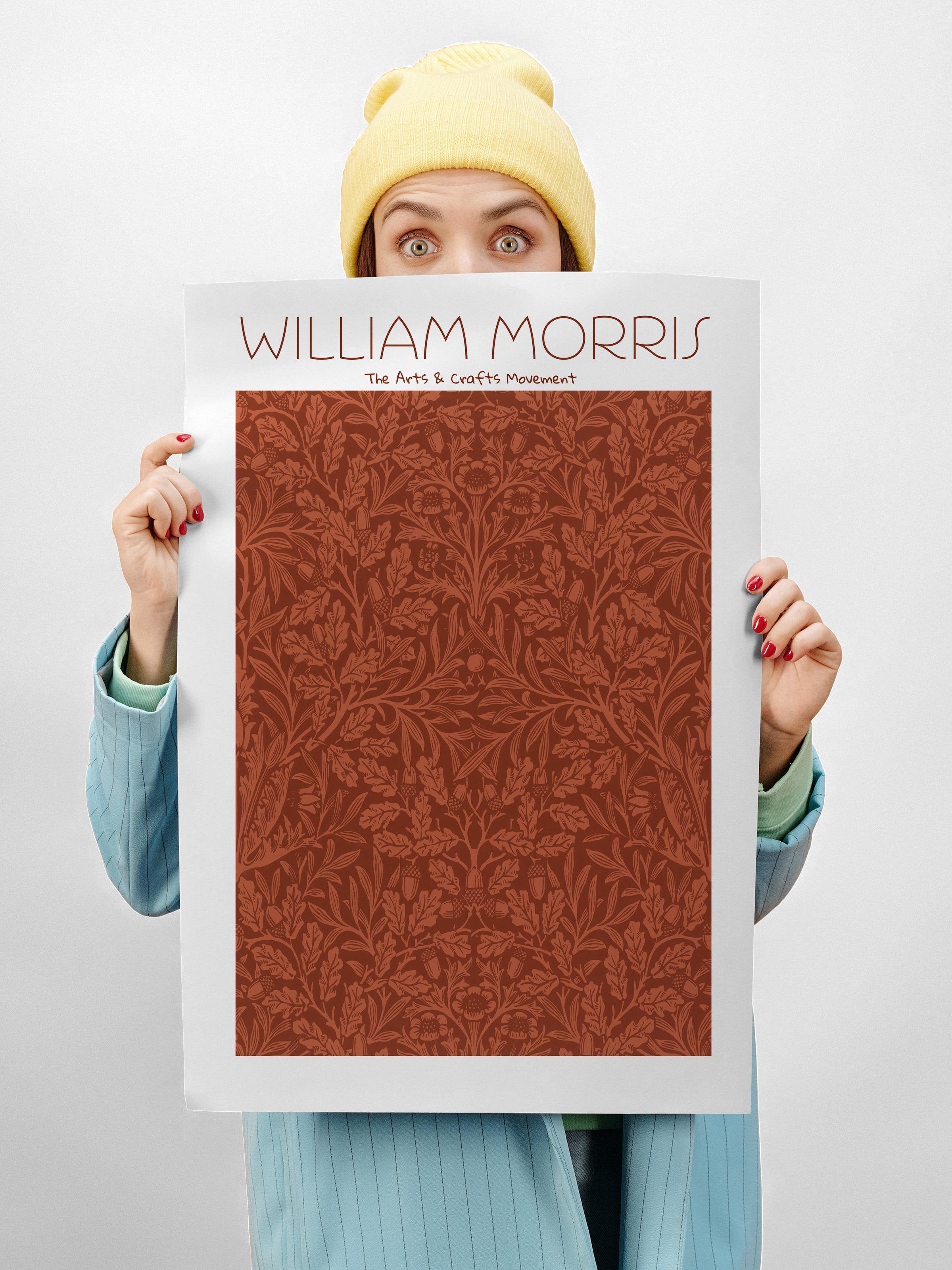 William Morris Poster - William Morris Tasarımları - Sanat Serisi - Kırmızı Çerçevesiz Duvar Tablosu - Parlak ve Kalın Fine Art Kağıt Poster