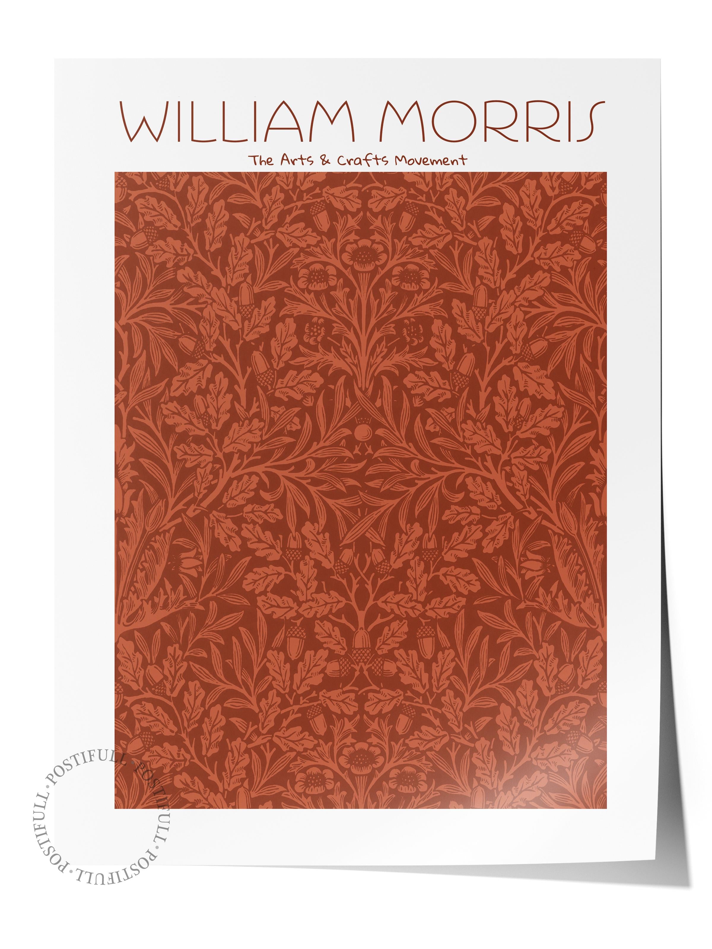 William Morris Poster - William Morris Tasarımları - Sanat Serisi - Kırmızı Çerçevesiz Duvar Tablosu - Parlak ve Kalın Fine Art Kağıt Poster