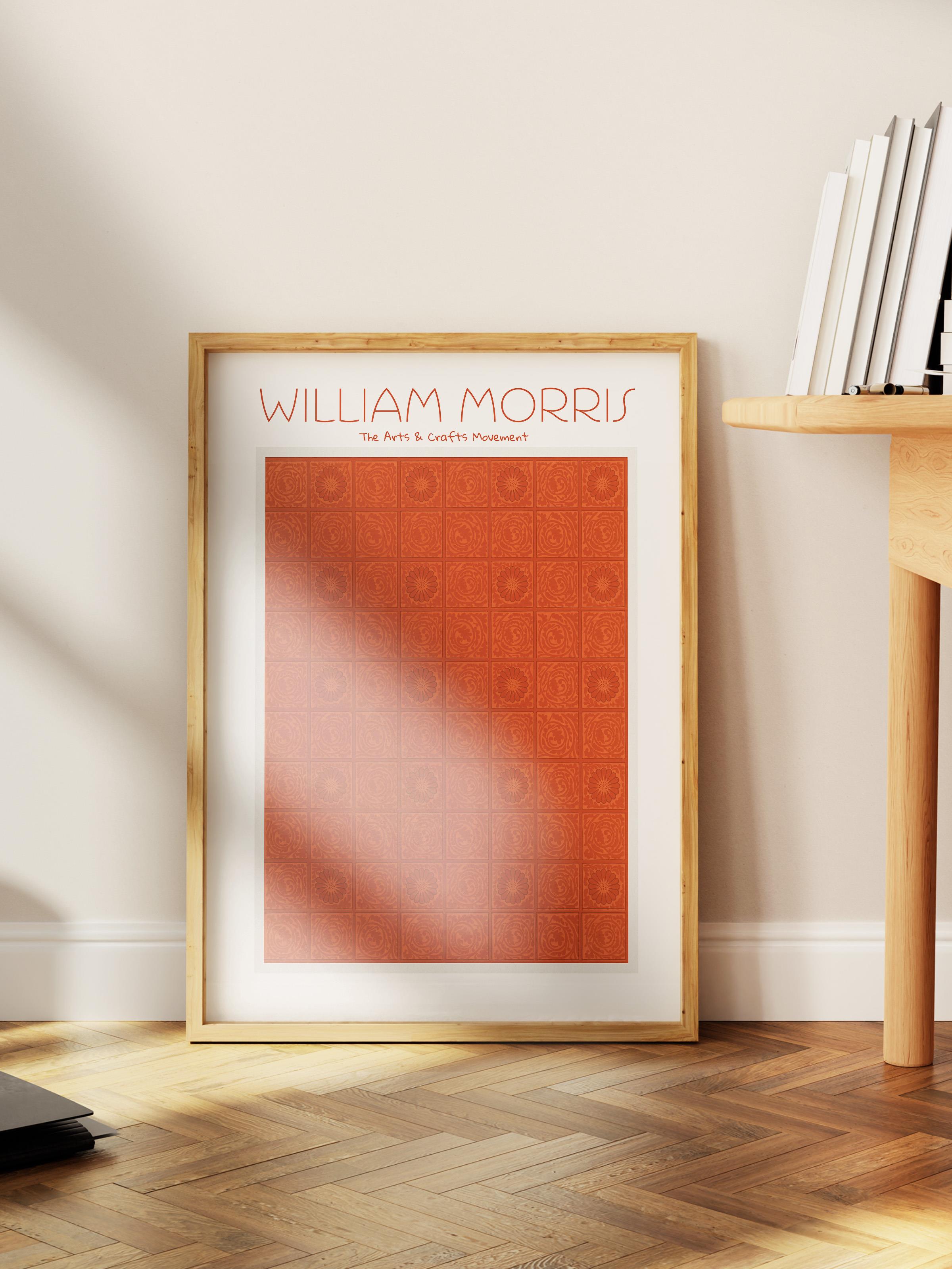 William Morris Poster - William Morris Tasarımları - Sanat Serisi - Kırmızı Çerçevesiz Duvar Tablosu - Parlak ve Kalın Fine Art Kağıt Poster