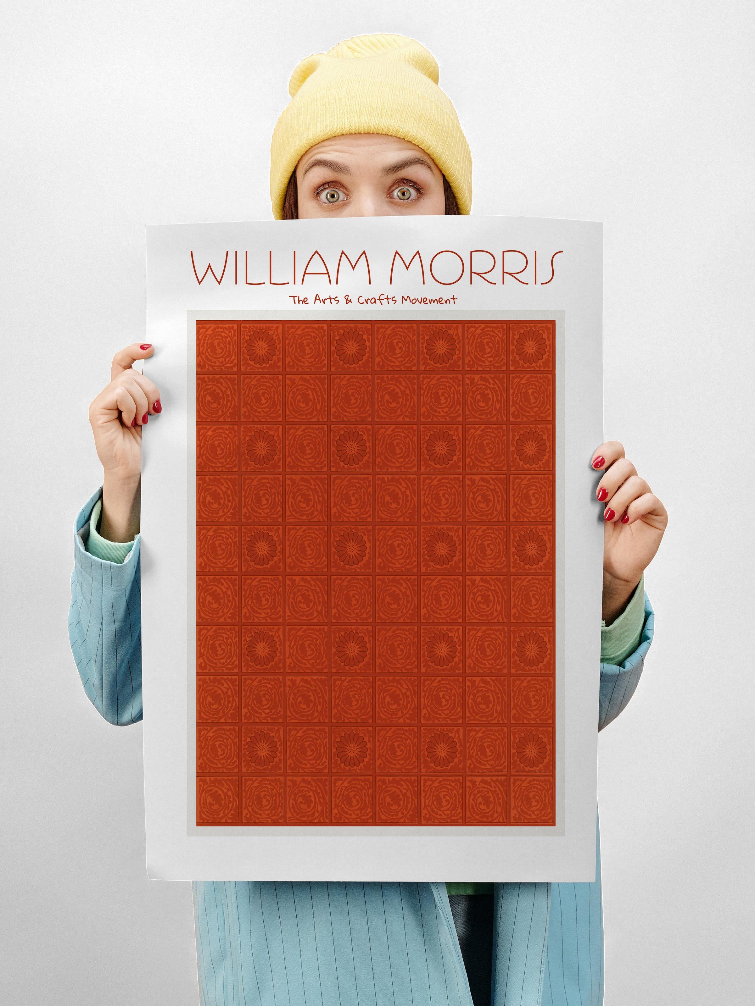 William Morris Poster - William Morris Tasarımları - Sanat Serisi - Kırmızı Çerçevesiz Duvar Tablosu - Parlak ve Kalın Fine Art Kağıt Poster