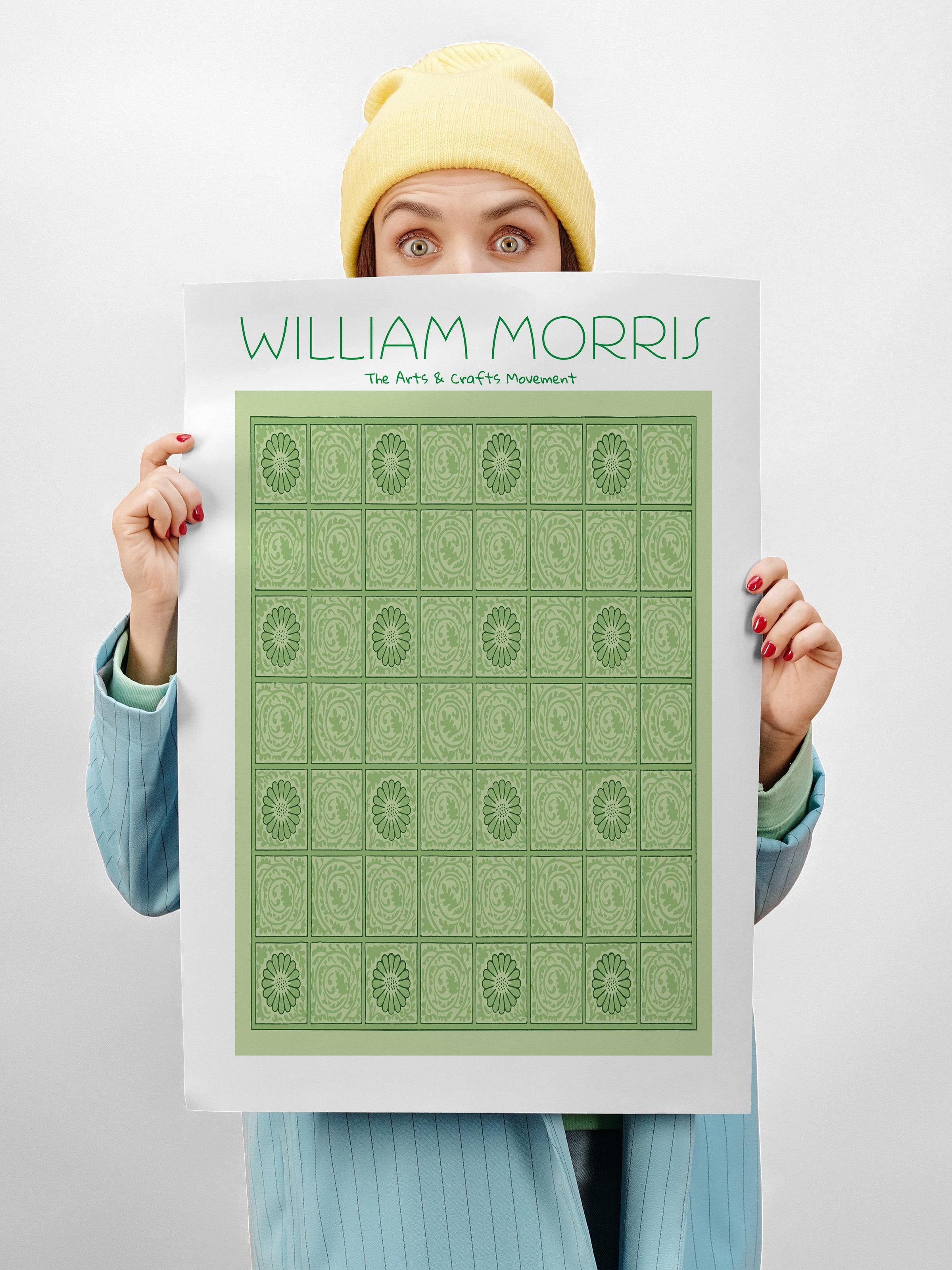 William Morris Poster - William Morris Tasarımları - Sanat Serisi - Su Yeşili Çerçevesiz Duvar Tablosu - Parlak ve Kalın Fine Art Kağıt Poster