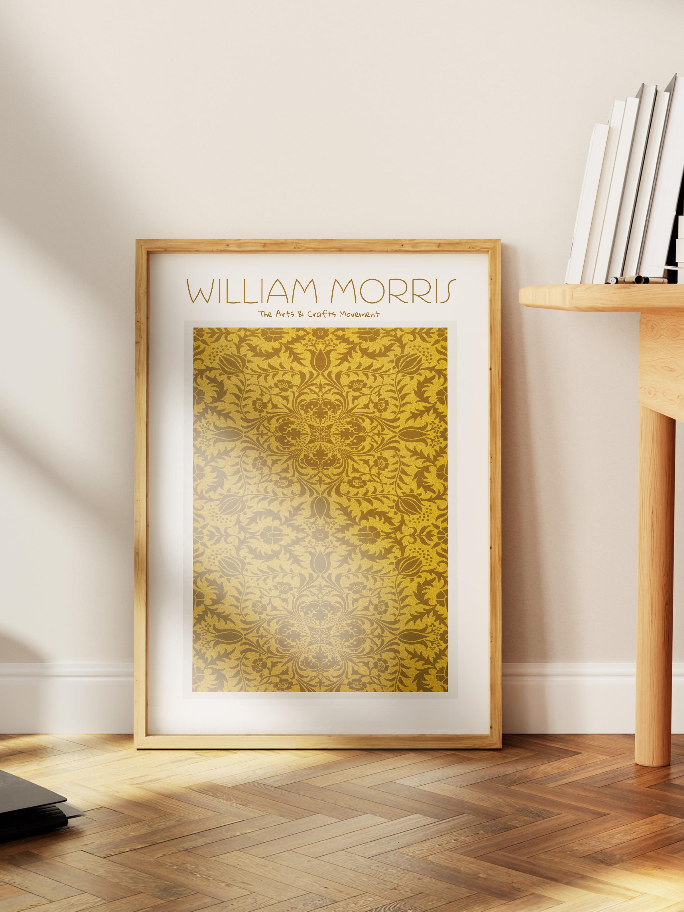 William Morris Poster - William Morris Tasarımları - Sanat Serisi - Turuncu Çerçevesiz Duvar Tablosu - Parlak ve Kalın Fine Art Kağıt Poster