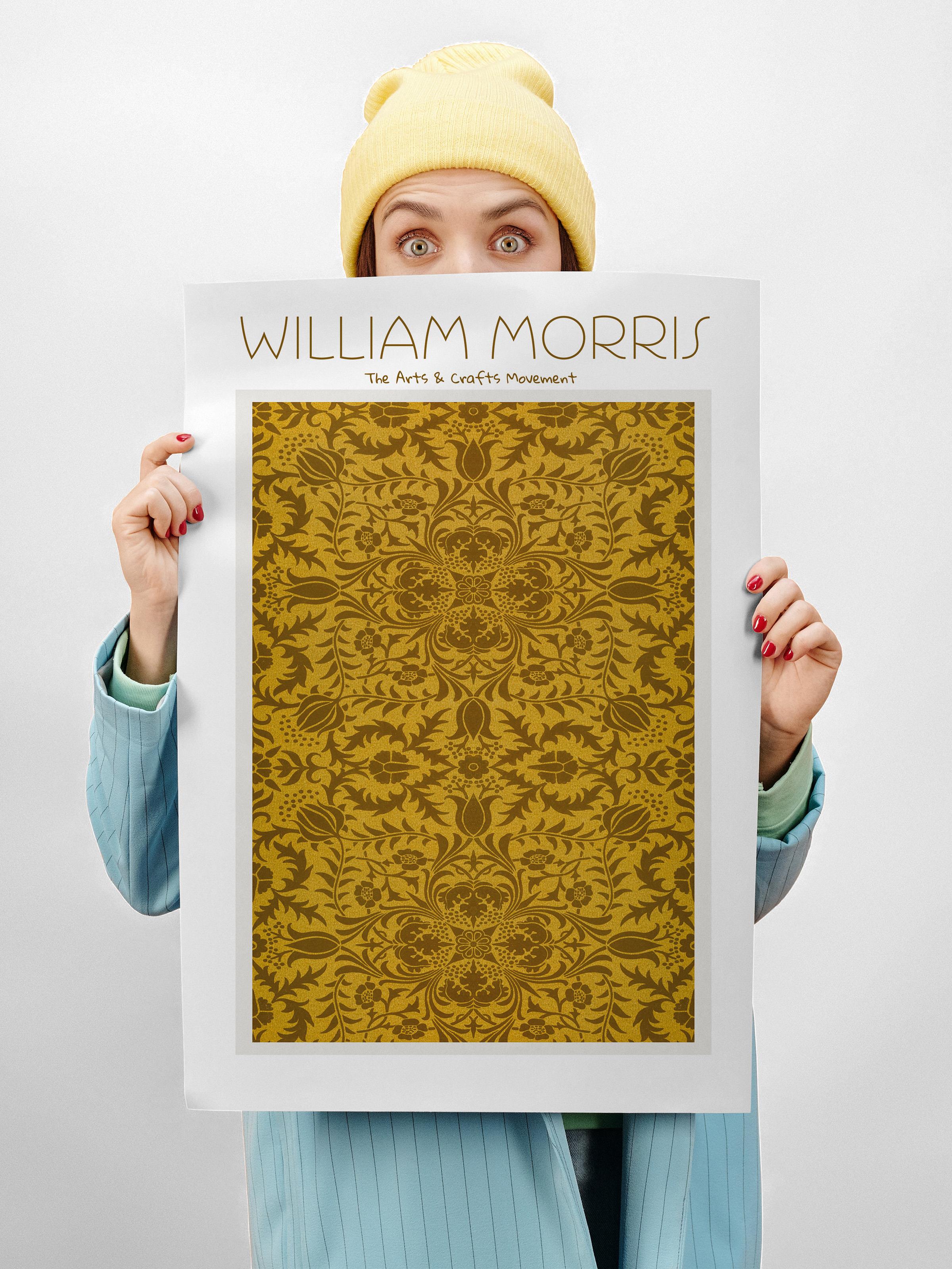 William Morris Poster - William Morris Tasarımları - Sanat Serisi - Turuncu Çerçevesiz Duvar Tablosu - Parlak ve Kalın Fine Art Kağıt Poster