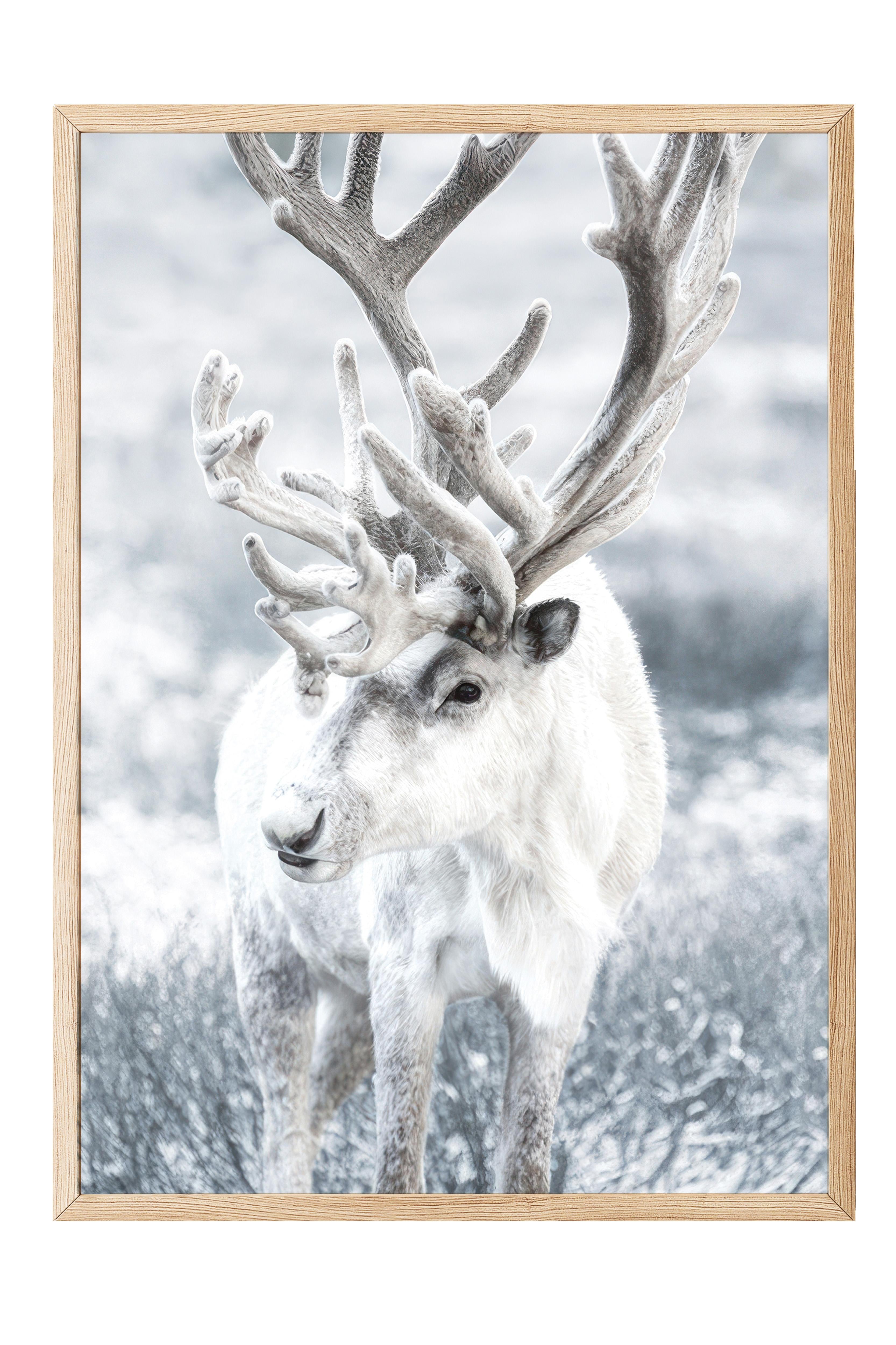 Winter Reindeer Çerçeveli Yılbaşı Tablosu, Ahşap Çerçeve ve Poster Comfort Serisi NO:108509