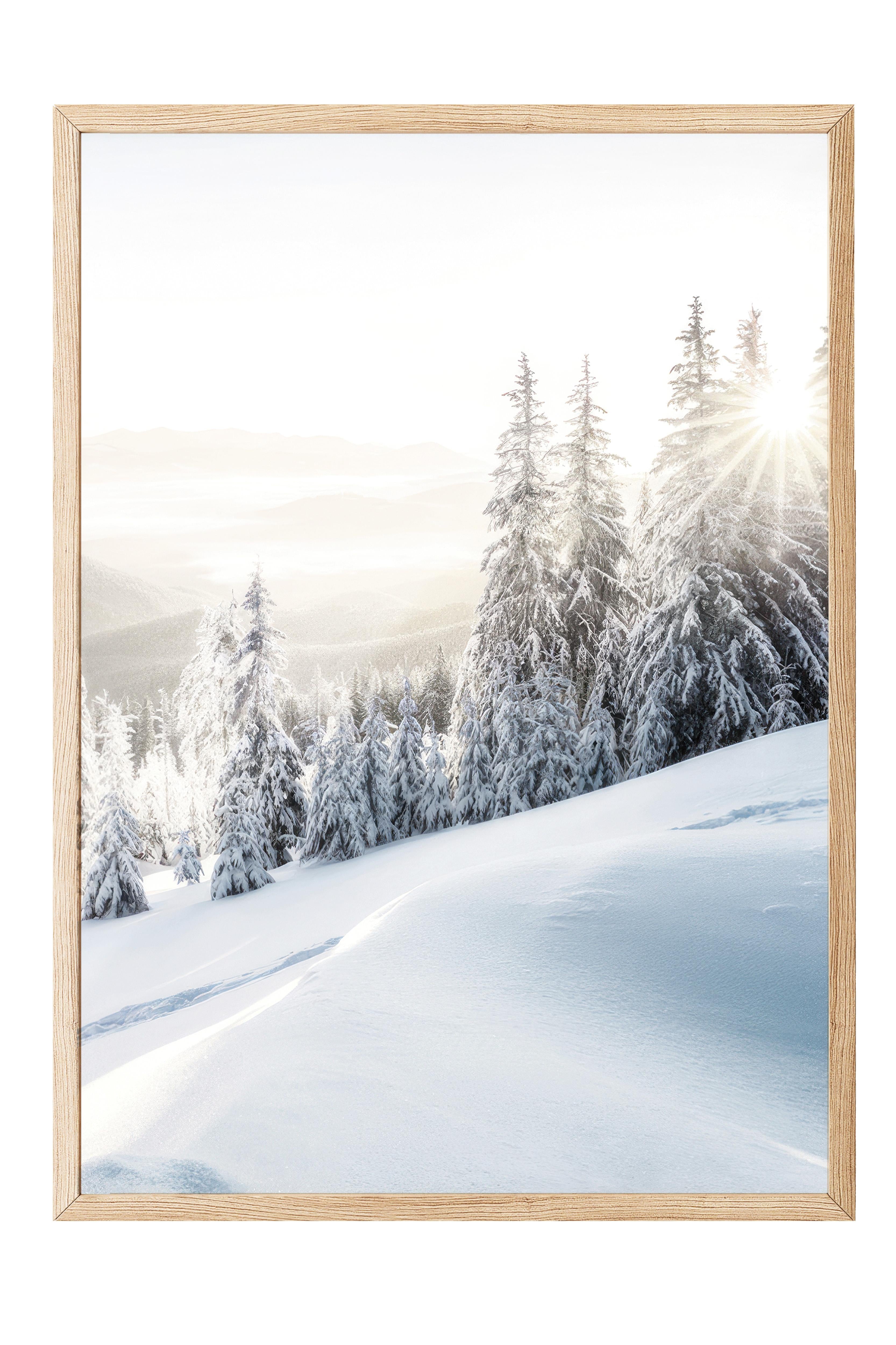 Winter Sunrise Çerçeveli Yılbaşı Tablosu, Ahşap Çerçeve ve Poster Comfort Serisi NO:108510