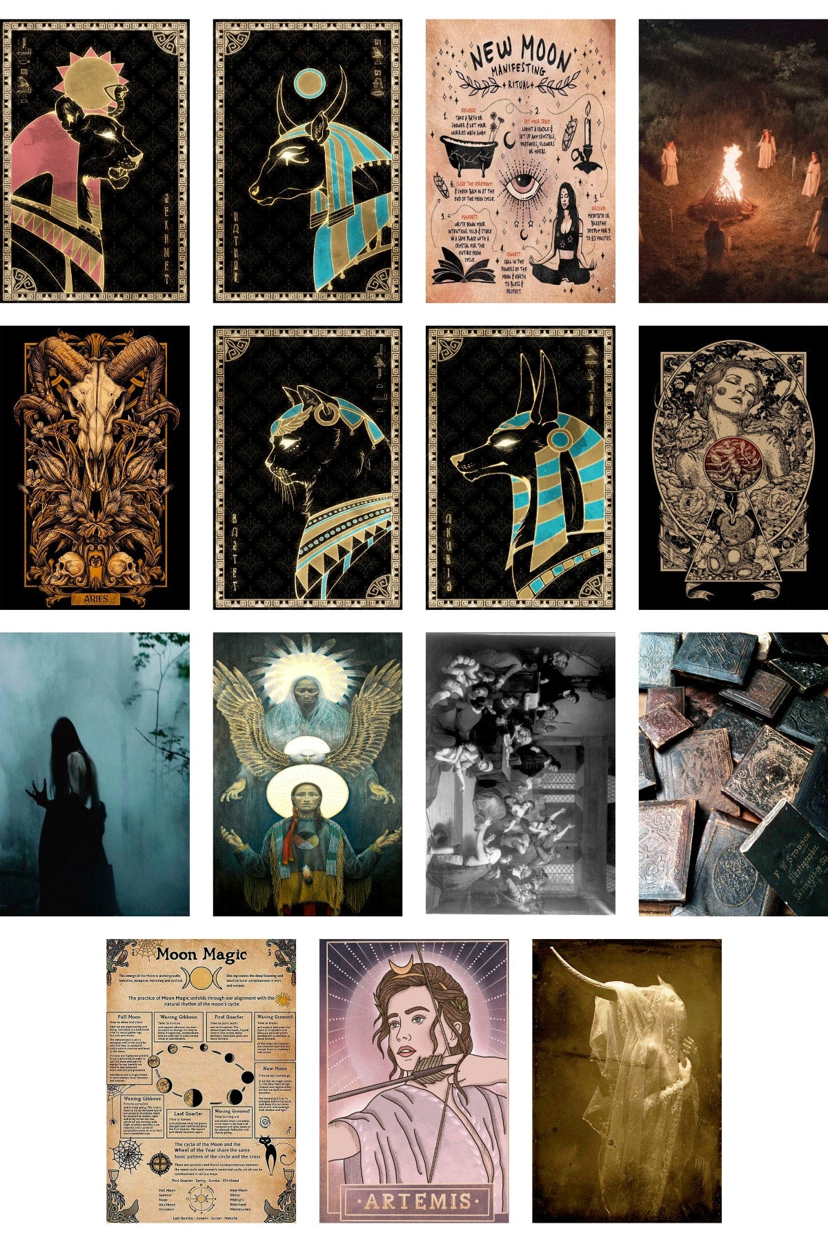 Witch Duvar Poster Seti - Cadı,witcher Temalı Arkası Yapışkanlı Poster Kolaj Seti, 60 Adet