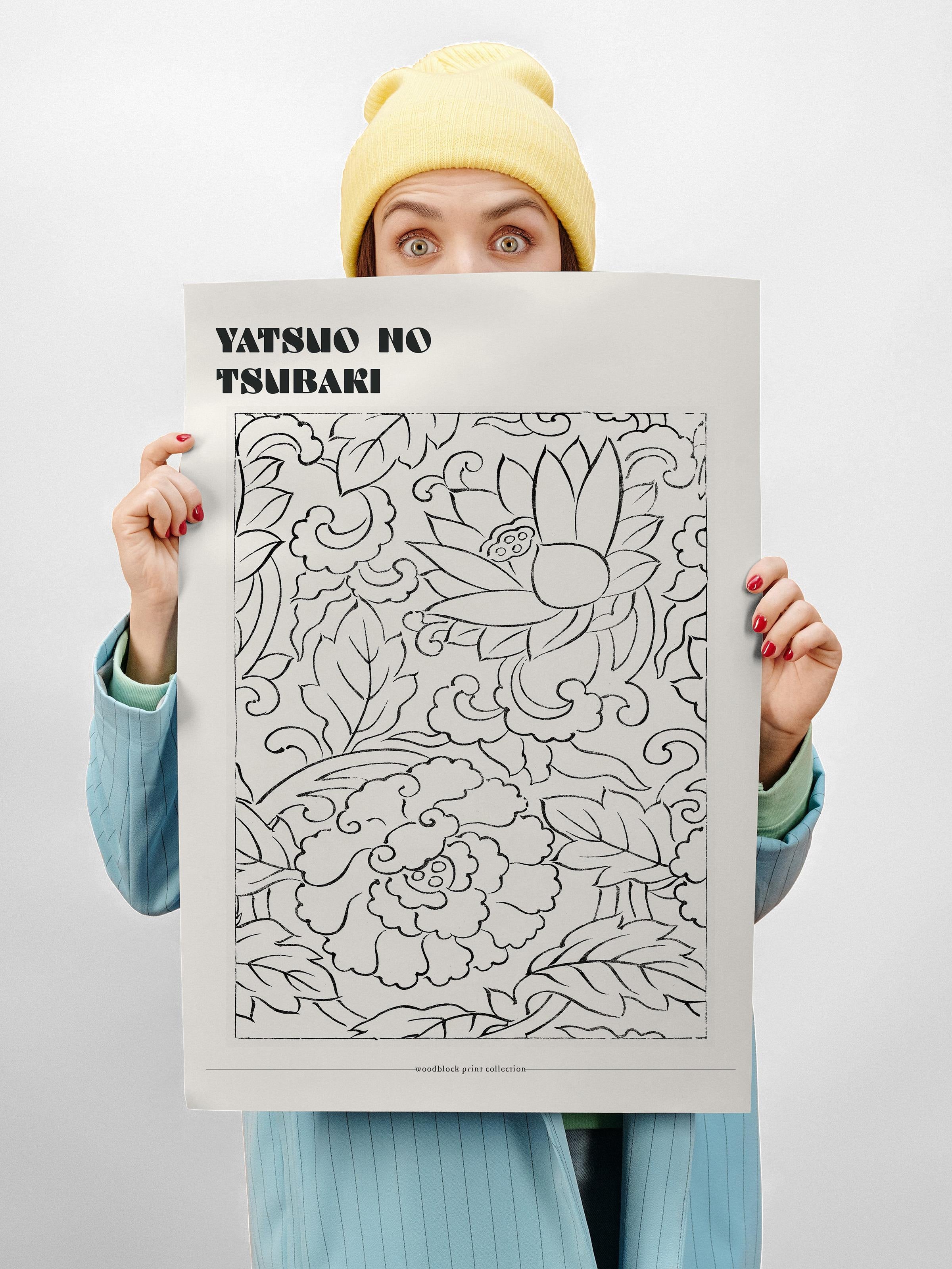 Yatsuo No Tsubaki Poster - Yatsuo No Tsubaki Tasarımları - Sanat Serisi - Çerçevesiz Duvar Tablosu - Parlak ve Kalın Fine Art Kağıt Poster