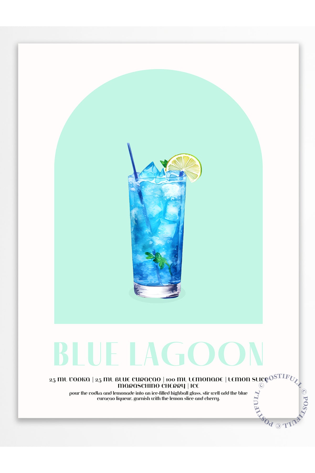 Kokteyl Temalı Duvar Posteri - Blue Lagoon