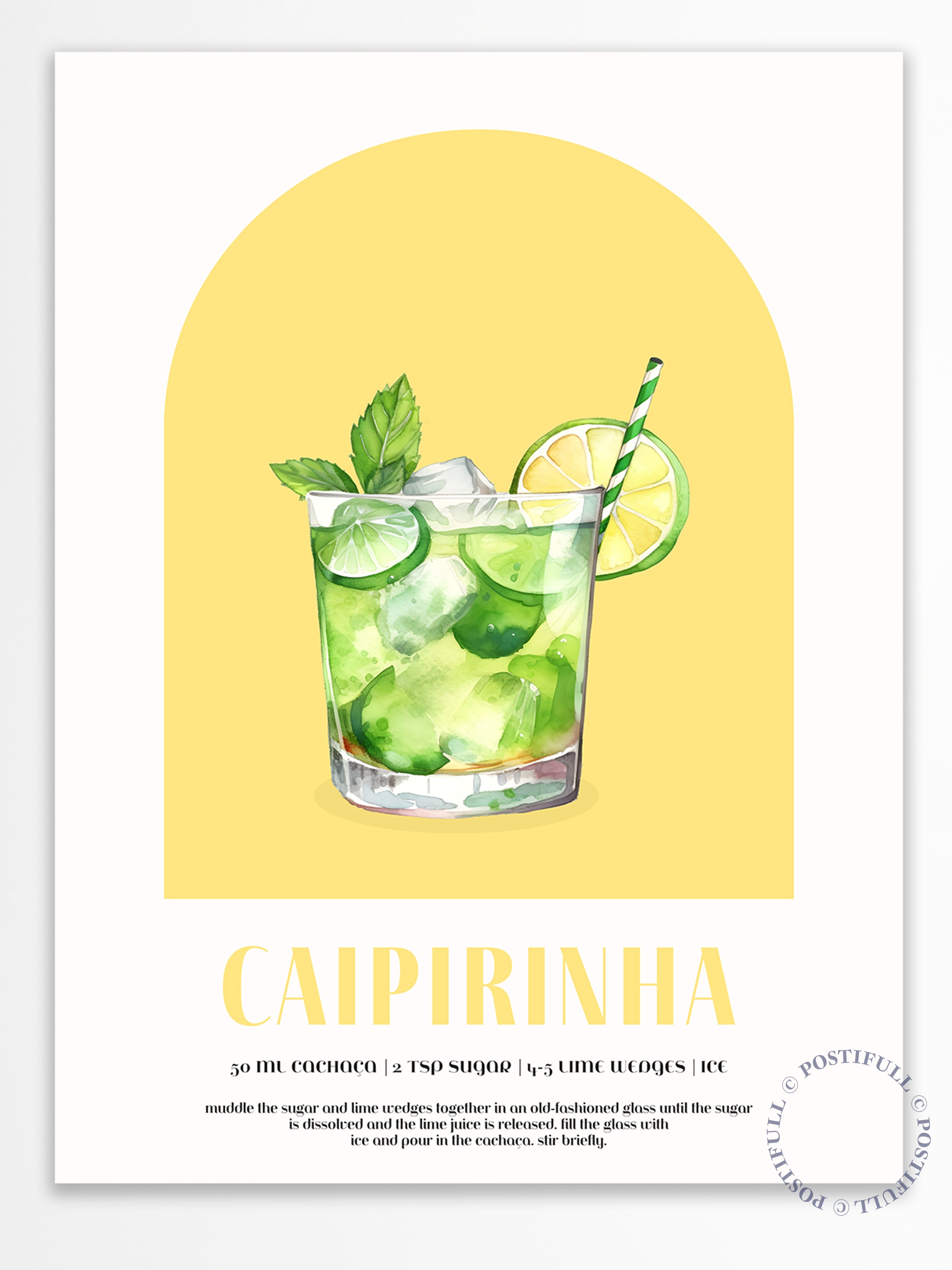 Kokteyl Temalı Duvar Posteri - Caipirinha