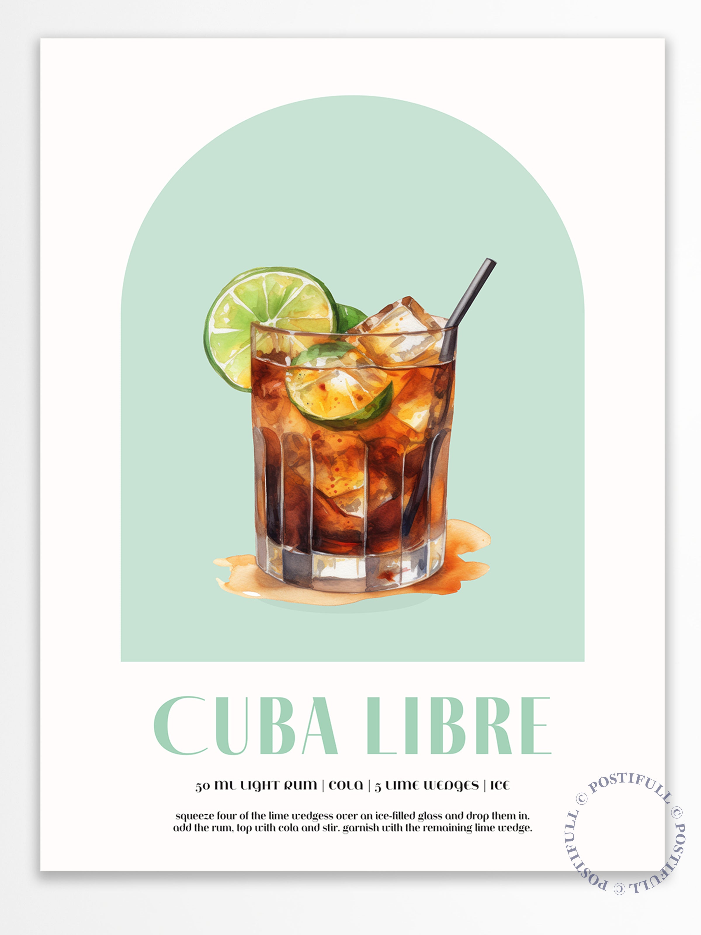 Kokteyl Temalı Duvar Posteri - Cuba Libre