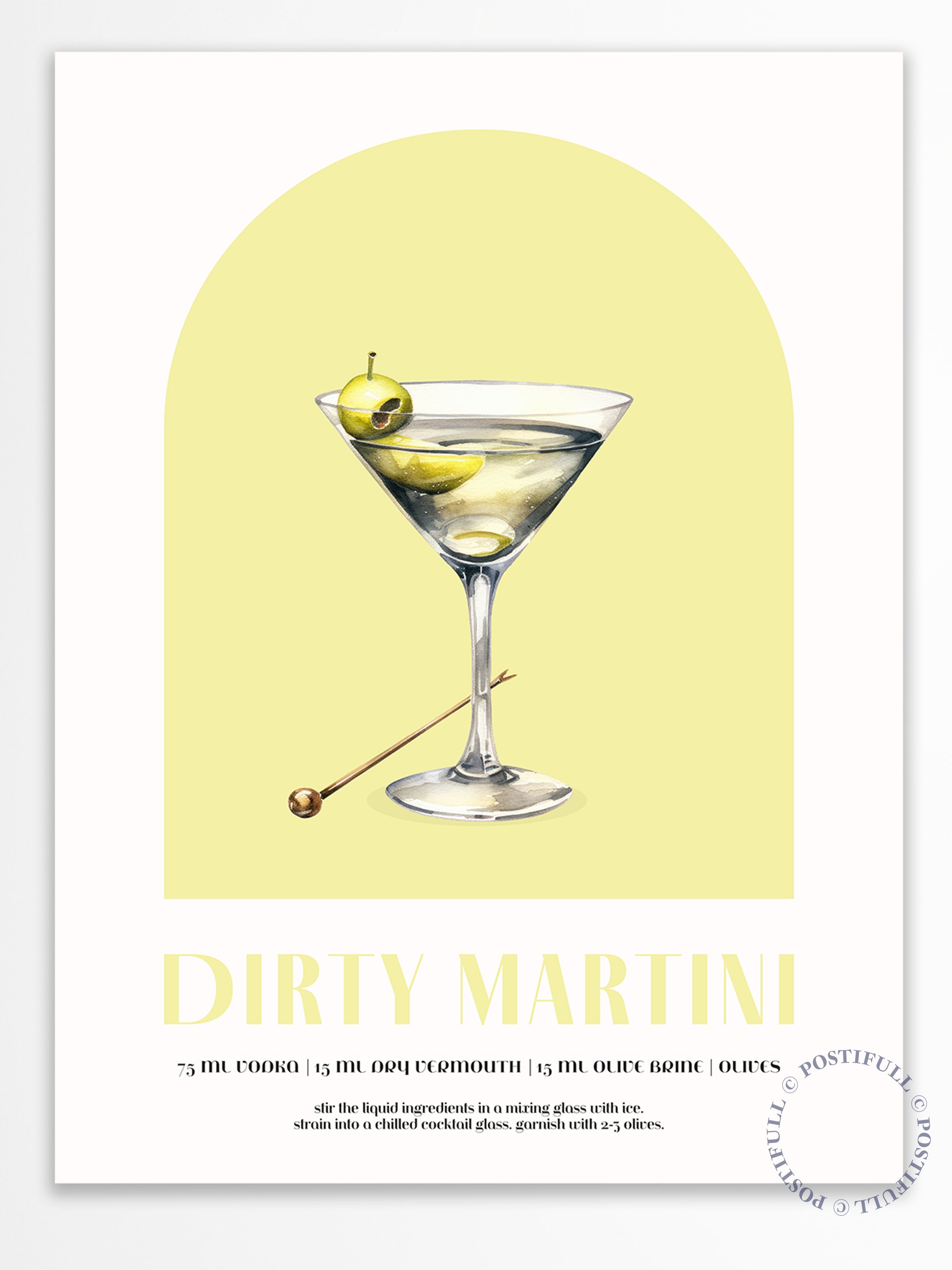 Kokteyl Temalı Duvar Posteri - Dirty Martini