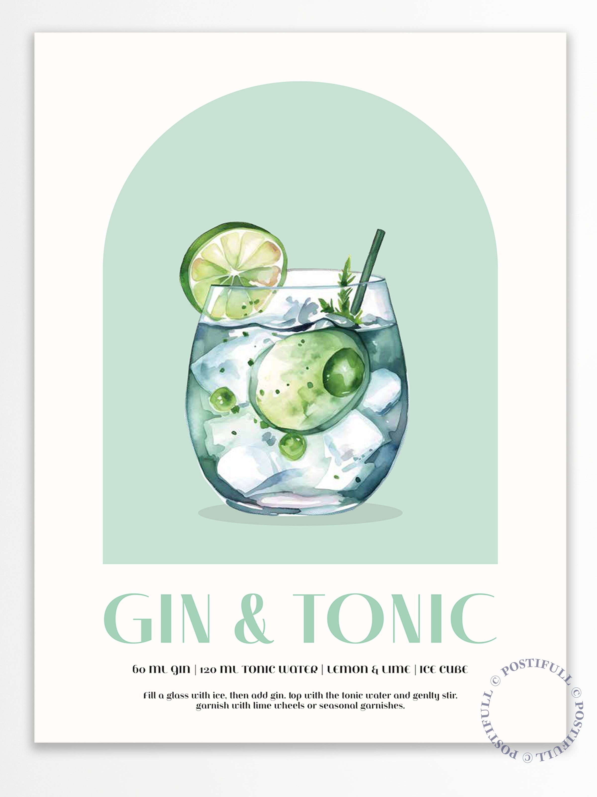 Kokteyl Temalı Duvar Posteri - Gin & Tonic