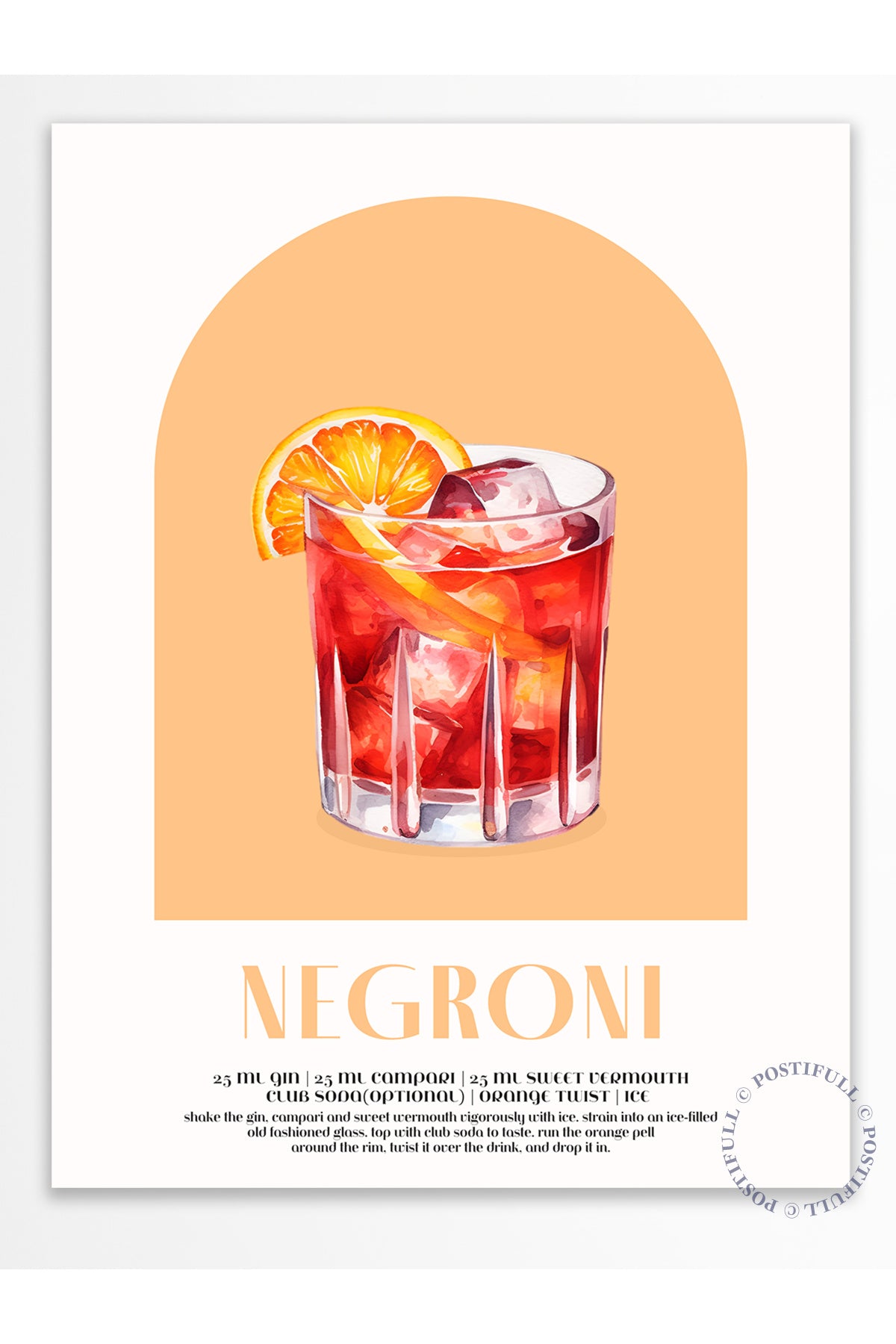 Kokteyl Temalı Duvar Posteri - Negroni