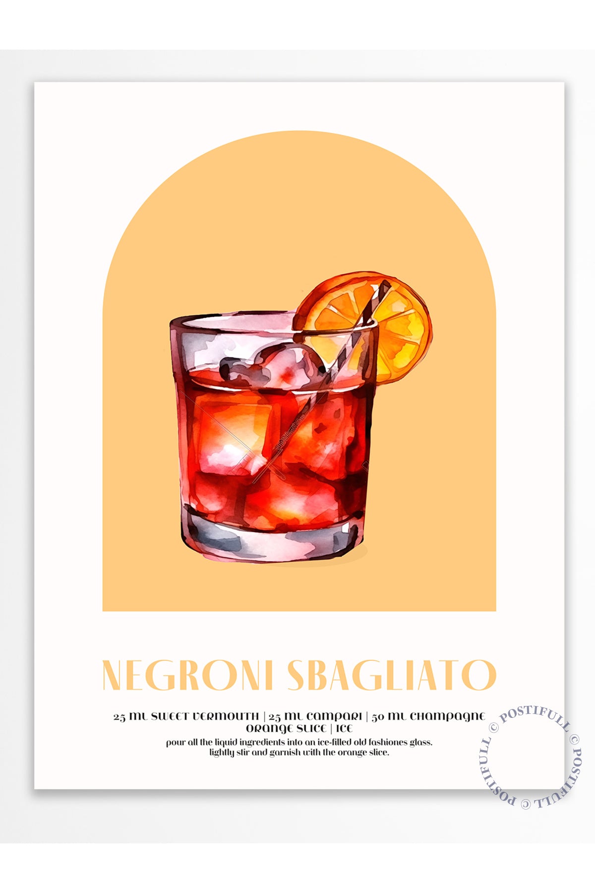 Kokteyl Temalı Duvar Posteri - Negroni Sbagliato