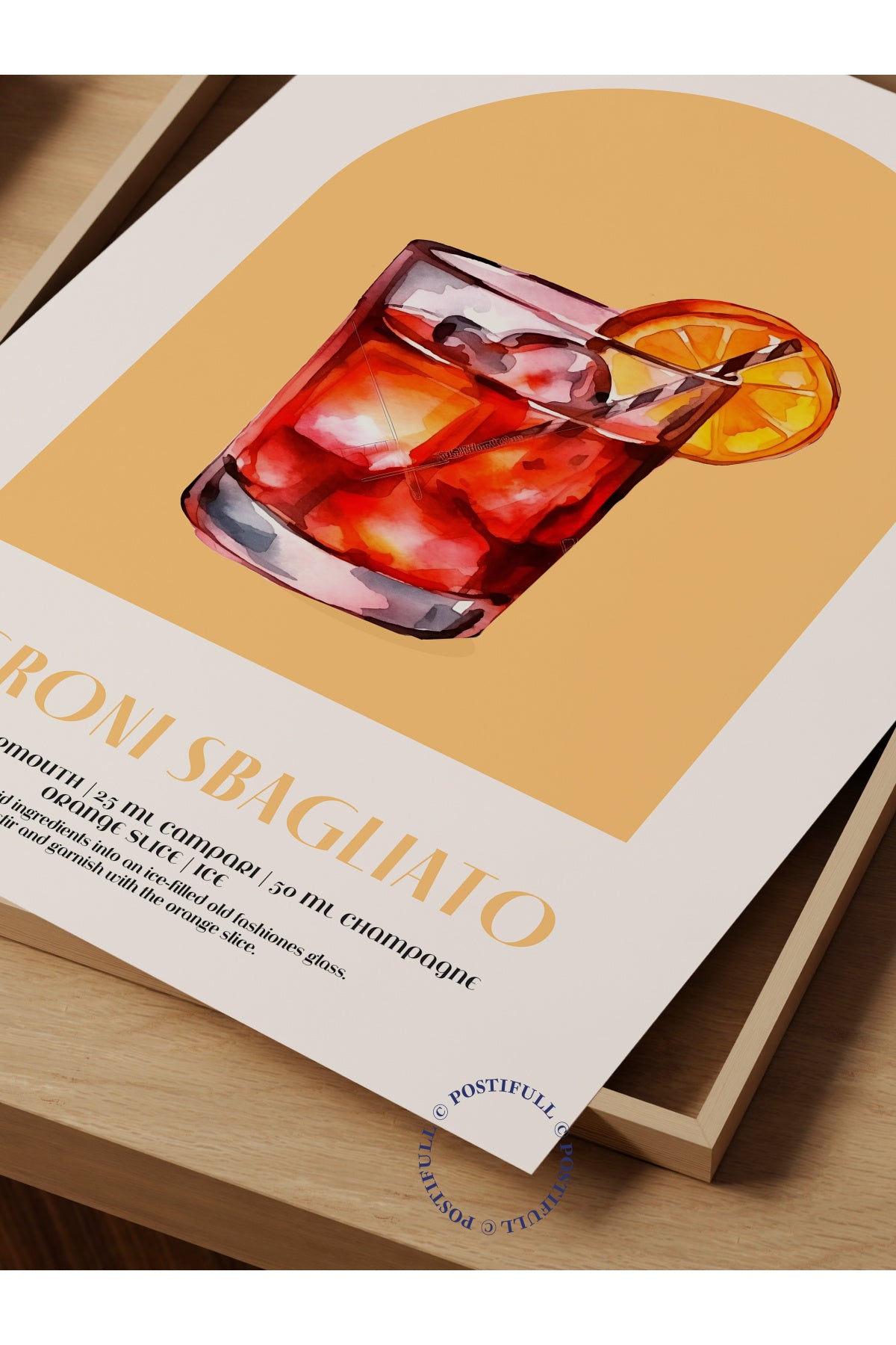 Kokteyl Temalı Duvar Posteri - Negroni Sbagliato