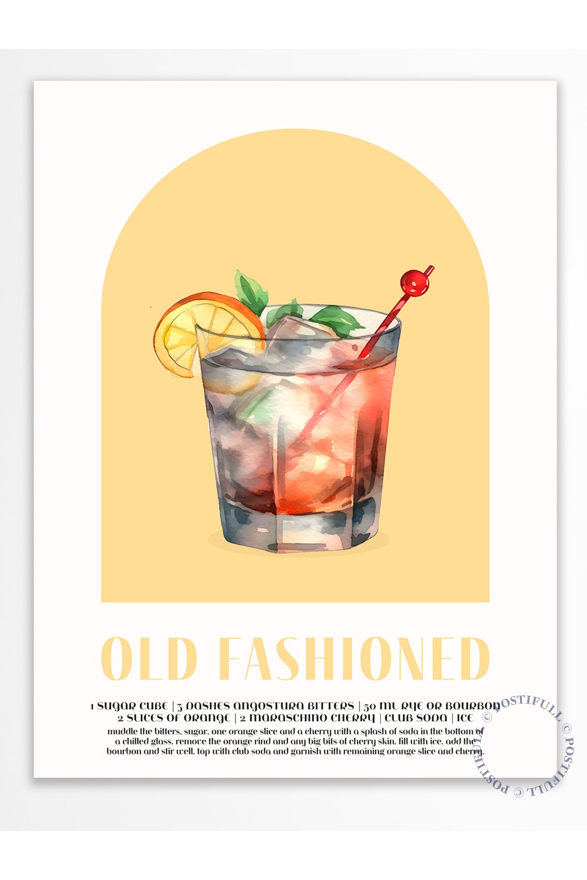 Kokteyl Temalı Duvar Posteri - Old Fashioned