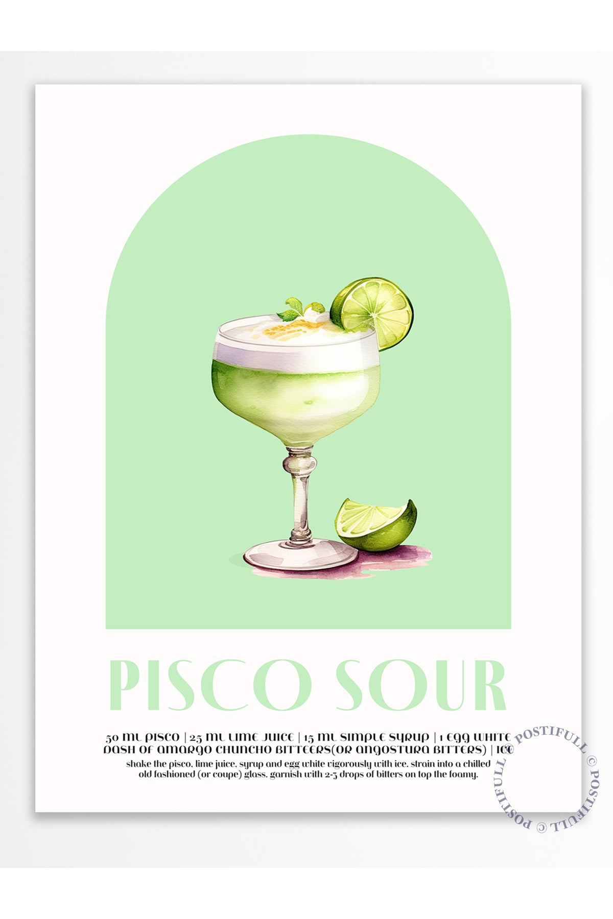 Kokteyl Temalı Duvar Posteri - Pisco Sour