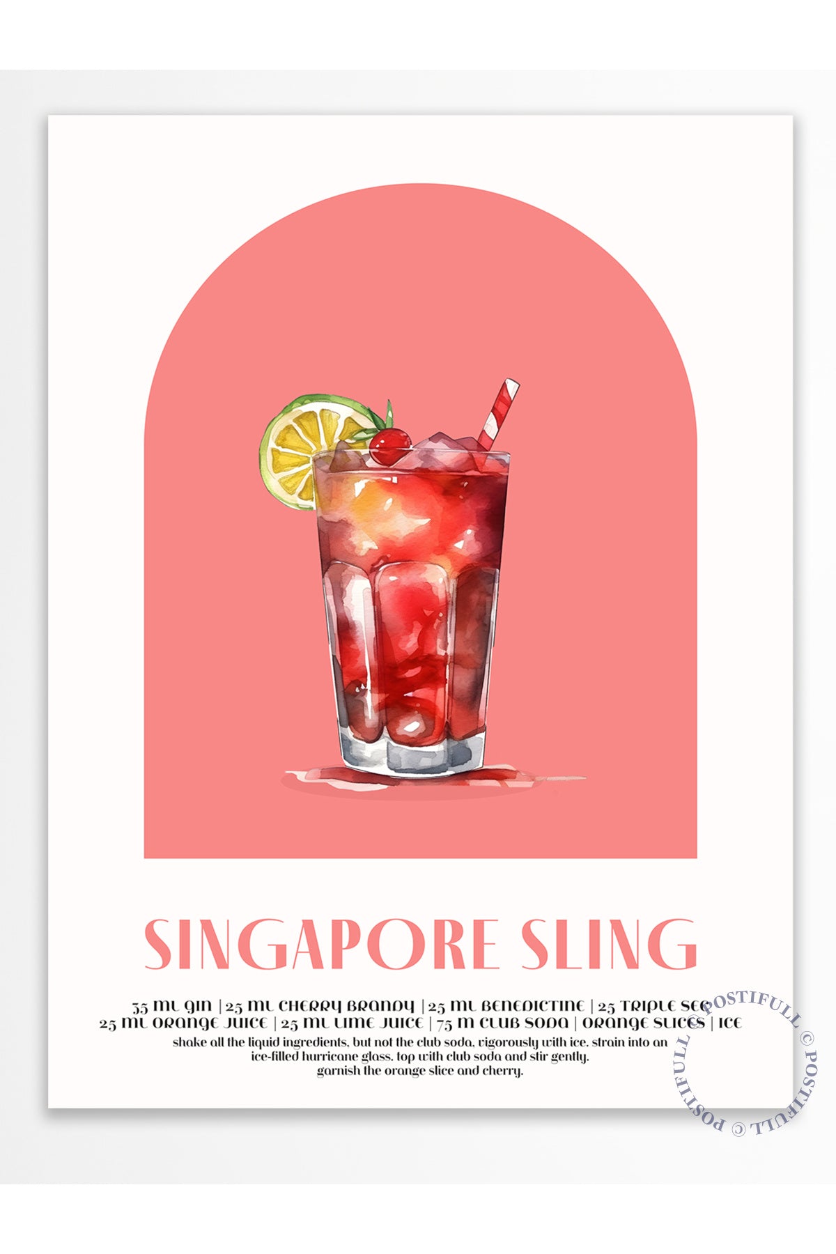 Kokteyl Temalı Duvar Posteri - Singapore Sling