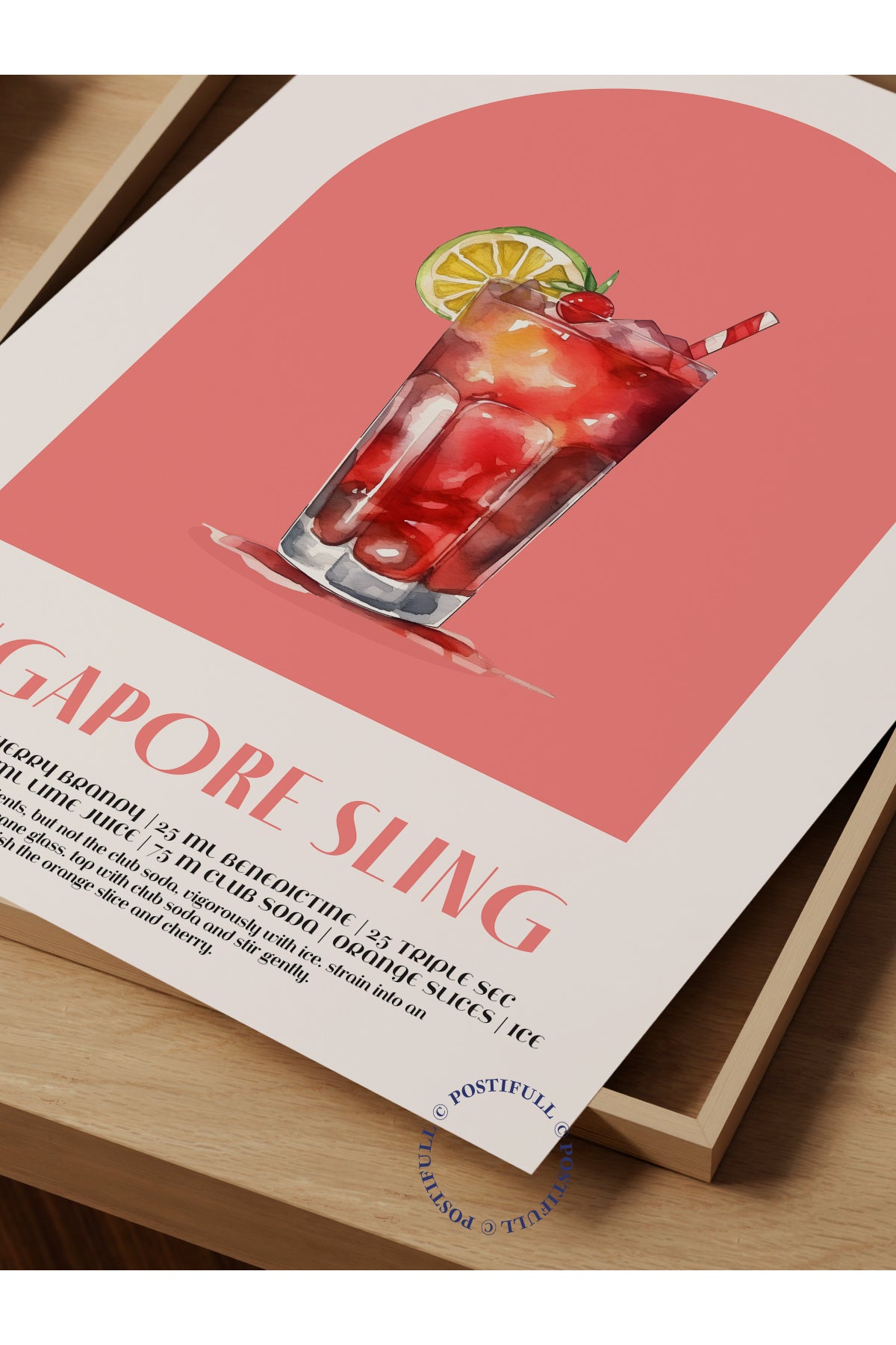 Kokteyl Temalı Duvar Posteri - Singapore Sling