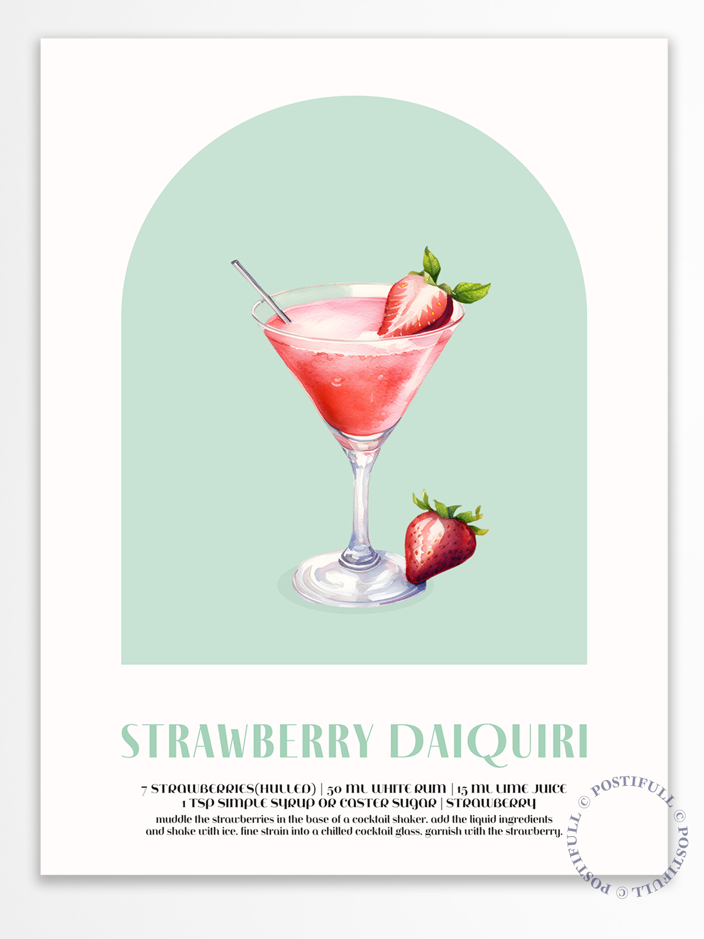 Kokteyl Temalı Duvar Posteri - Strawberry Daiquiri