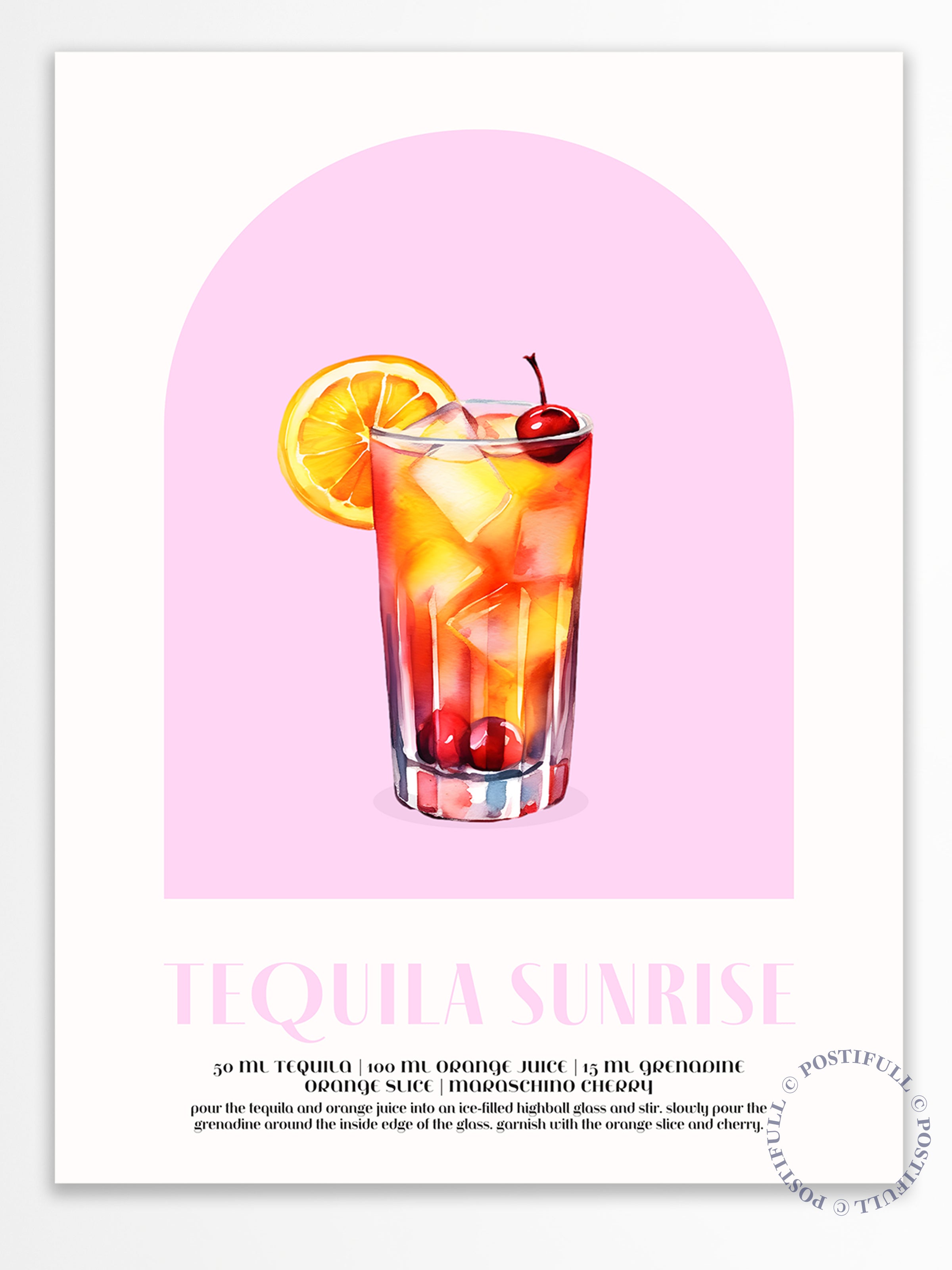 Kokteyl Temalı Duvar Posteri - Tequila Sunrise