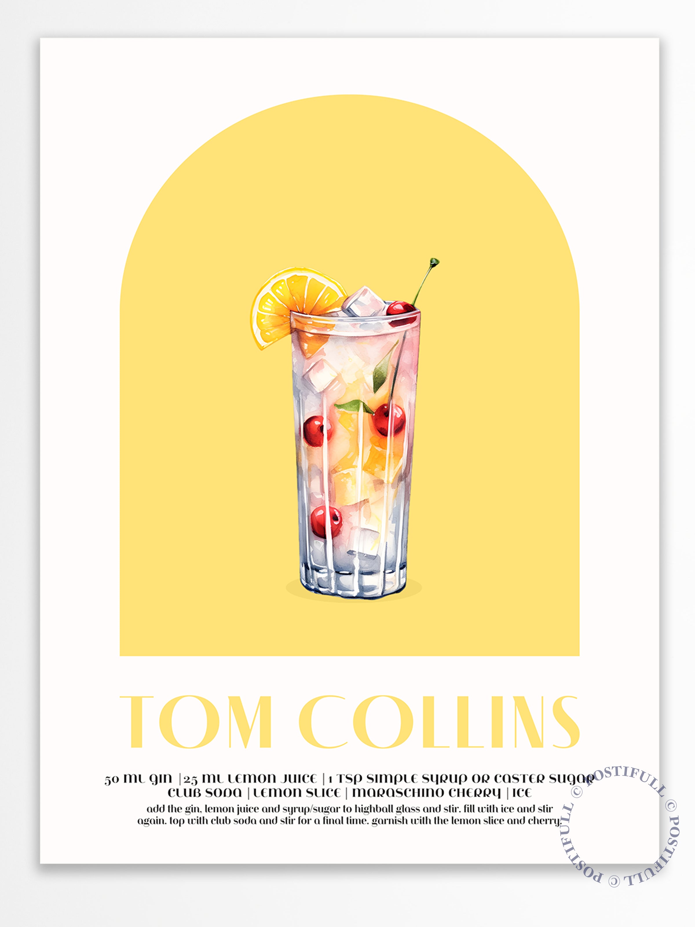 Kokteyl Temalı Duvar Posteri - Tom Collins