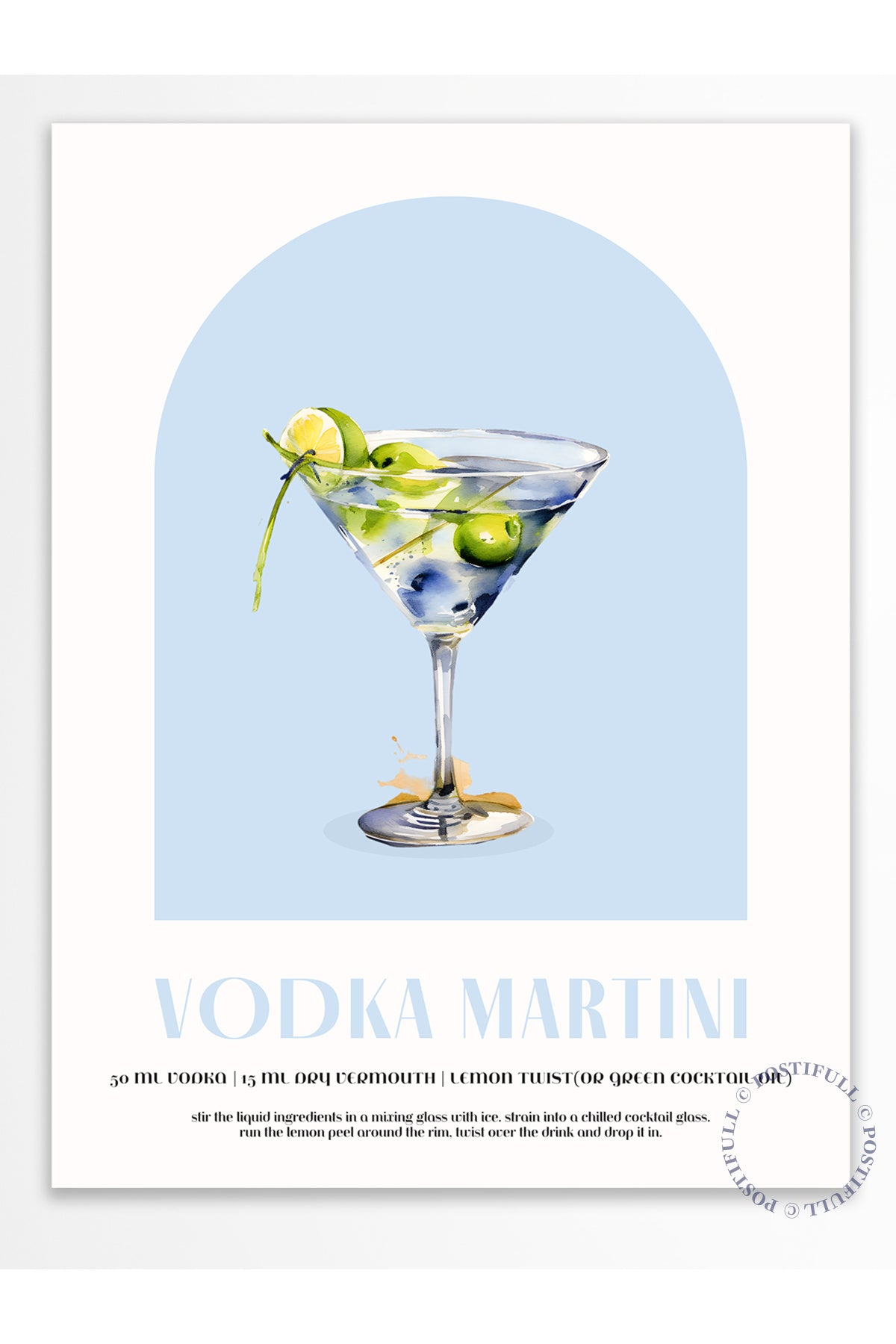 Kokteyl Temalı Duvar Posteri - Vodka Martini