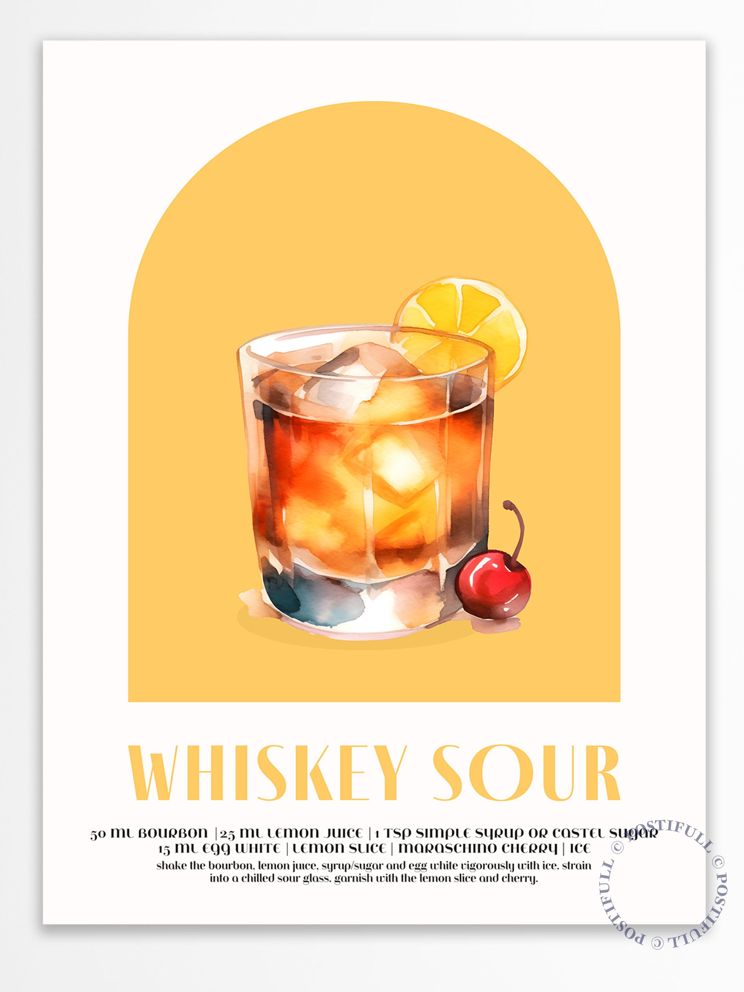 Kokteyl Temalı Duvar Posteri - Whiskey Sour