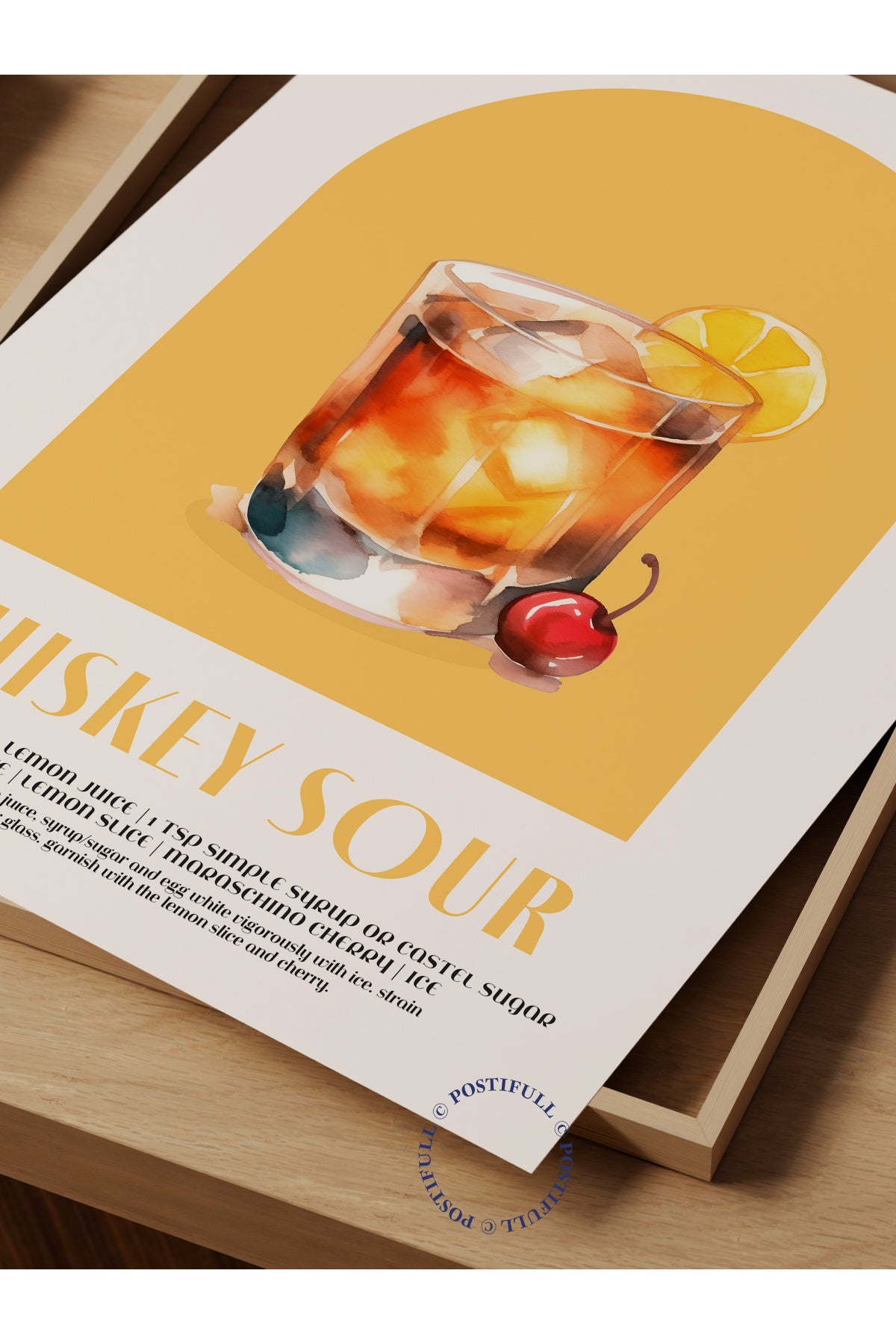 Kokteyl Temalı Duvar Posteri - Whiskey Sour