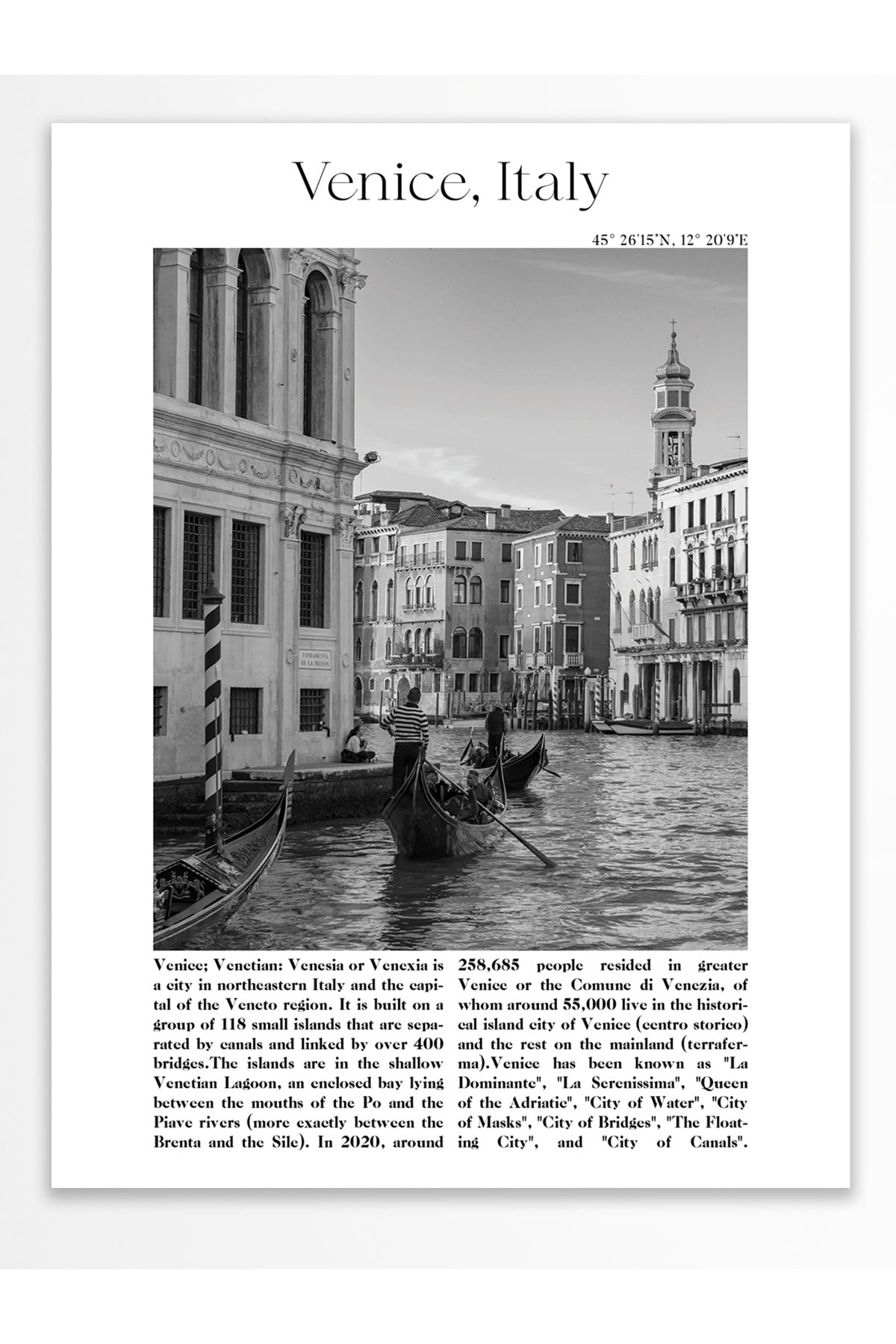 Venedik - İtalya, Şehir Temalı Poster